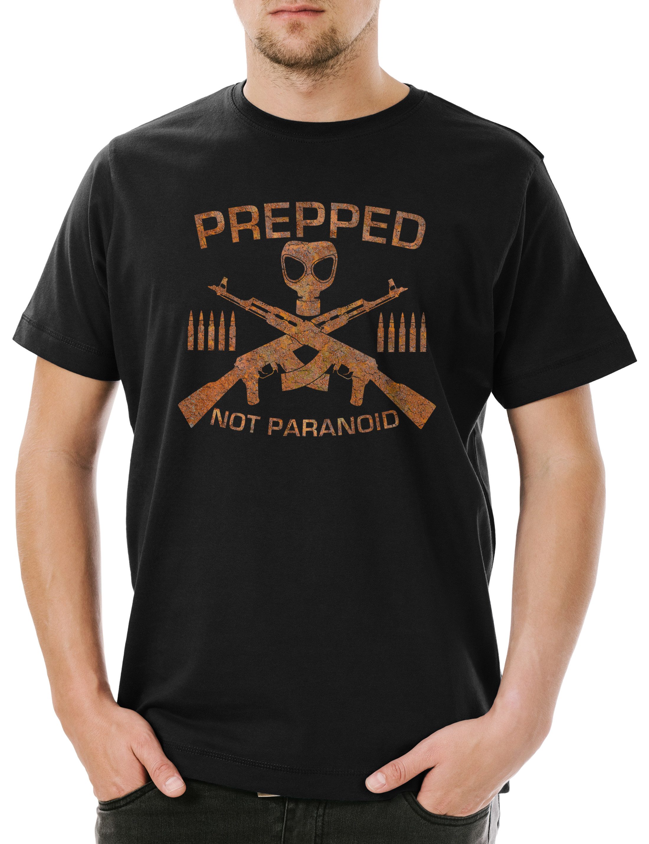 Print-Shirt Prepped Not Paranoid Herren T-Shirt Prepper Survival Biohazard Sign