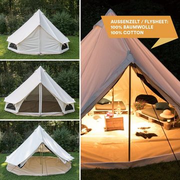 Skandika Tipi-Zelt Tipii 400 Canvas 8 Personen Campingzelt, Personen: 8, Wasserdichtes Baumwollzelt, Moskitonetz