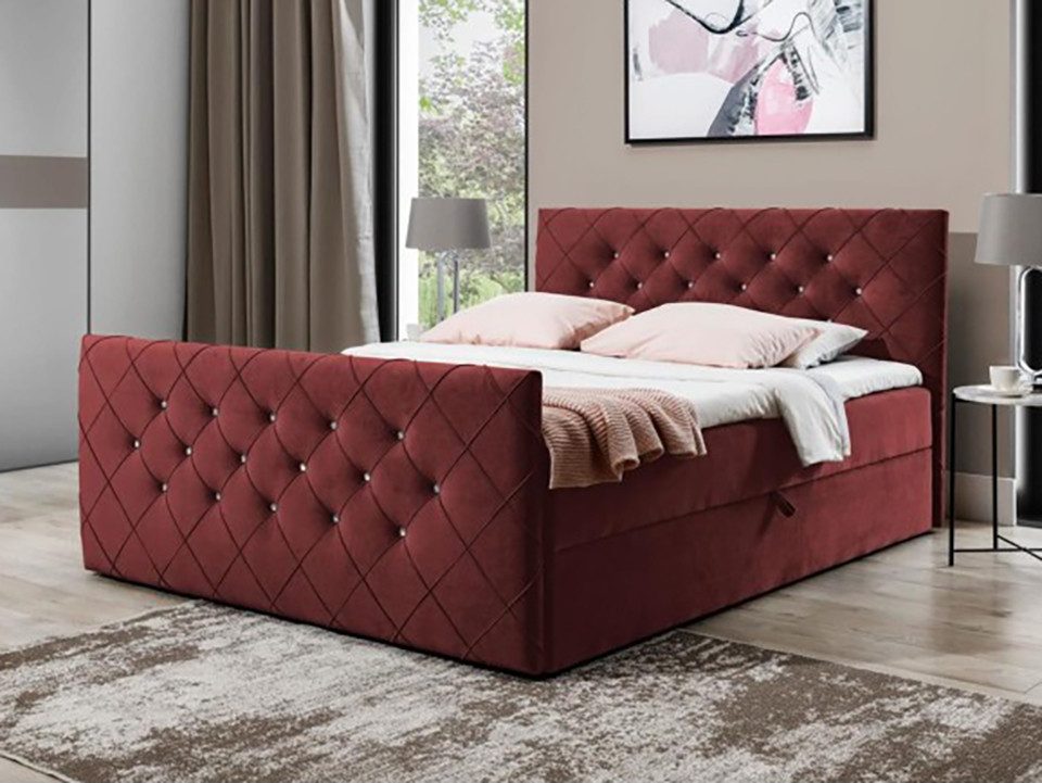 Beautysofa Boxspringbett Mallorca (Bett mit 2 Bettkasten, im modernes Stil), mit Bonnellfederkernmatratze, 120 / 140 / 160 / 180 / 200 cm