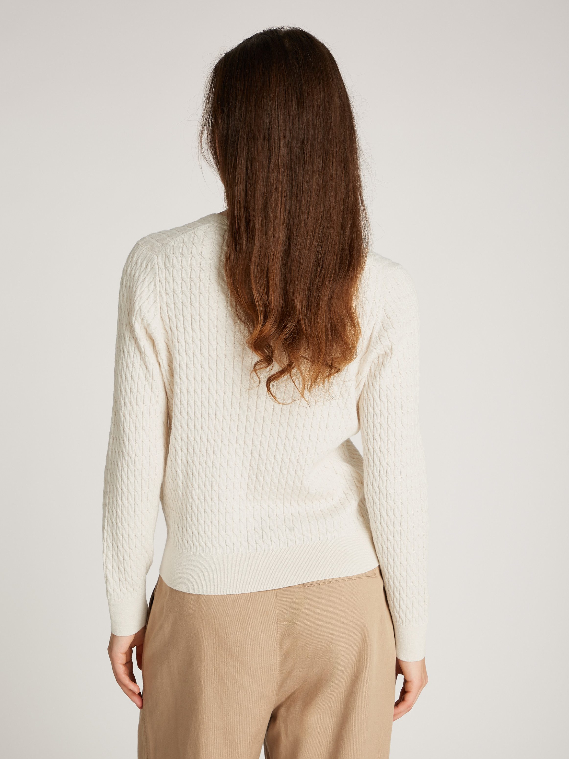 Tommy Hilfiger V-Ausschnitt-Pullover CO CABLE V-NK günstig online kaufen