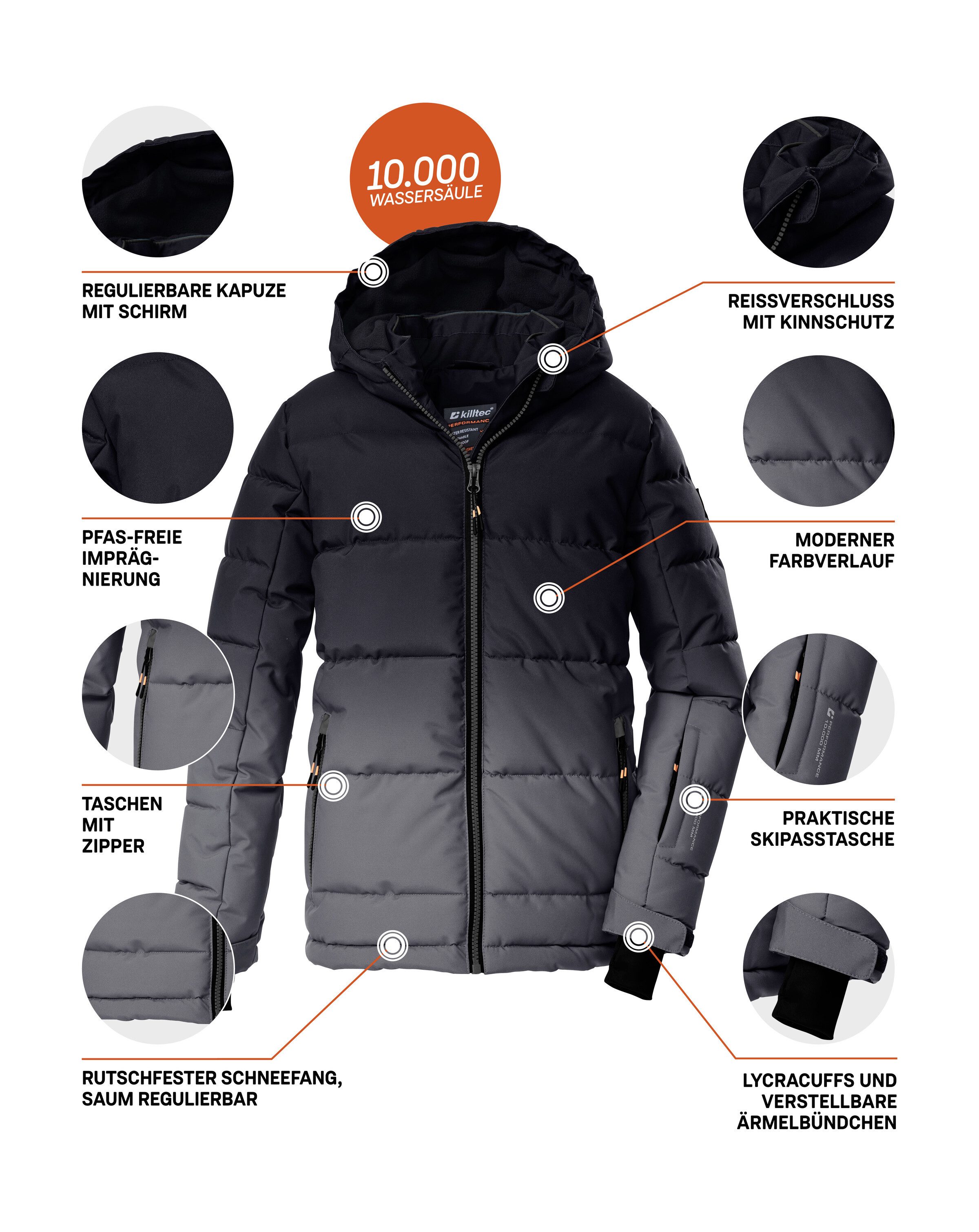 Killtec Skijacke KSW 382 BYS SKI QLTD JCKT Wasserabweisende, winddichte Winterjacke mit regulierbarer Kapuze