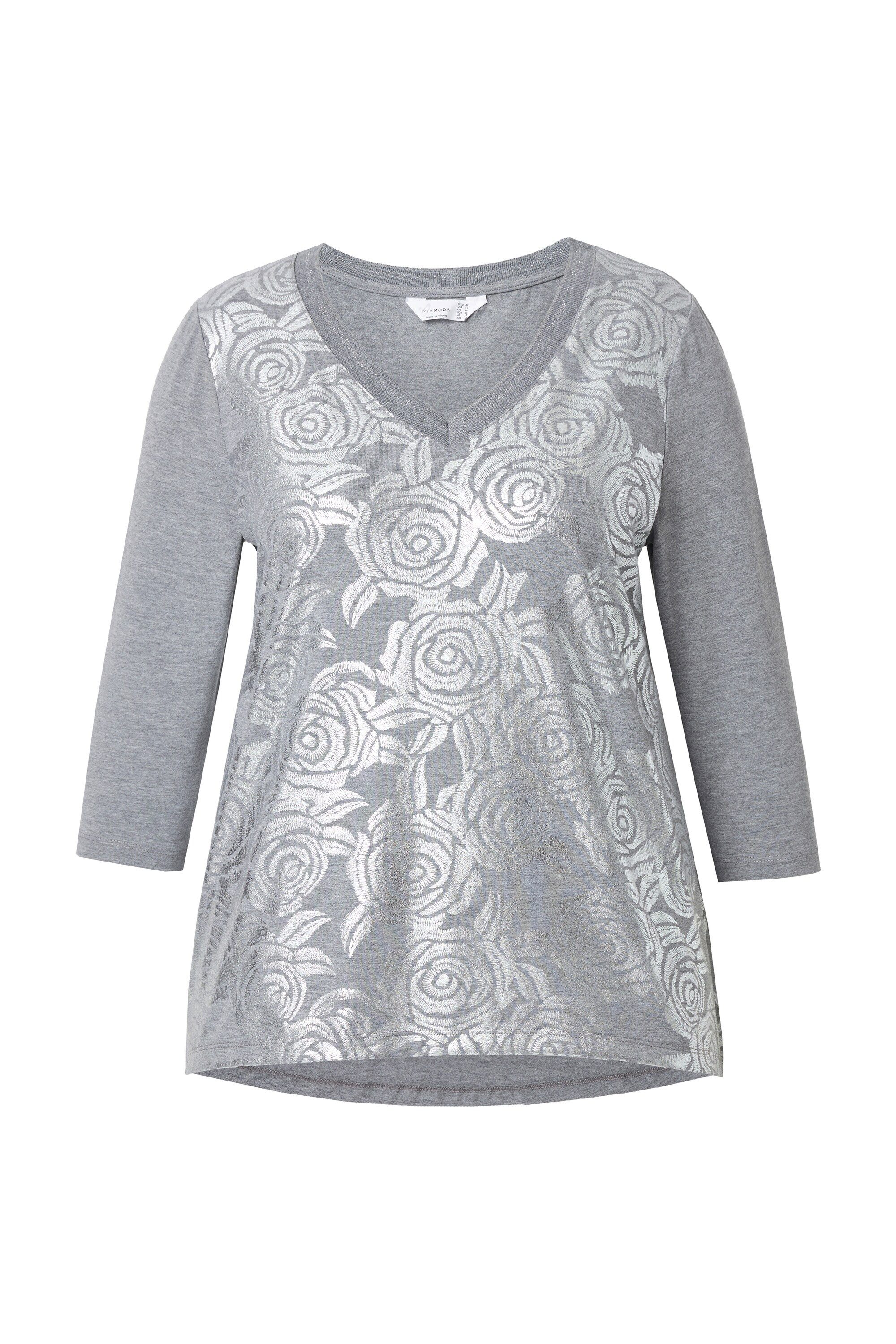 MIAMODA T-Shirt T-Shirt A-Linie silbernes Rosenmuster günstig online kaufen
