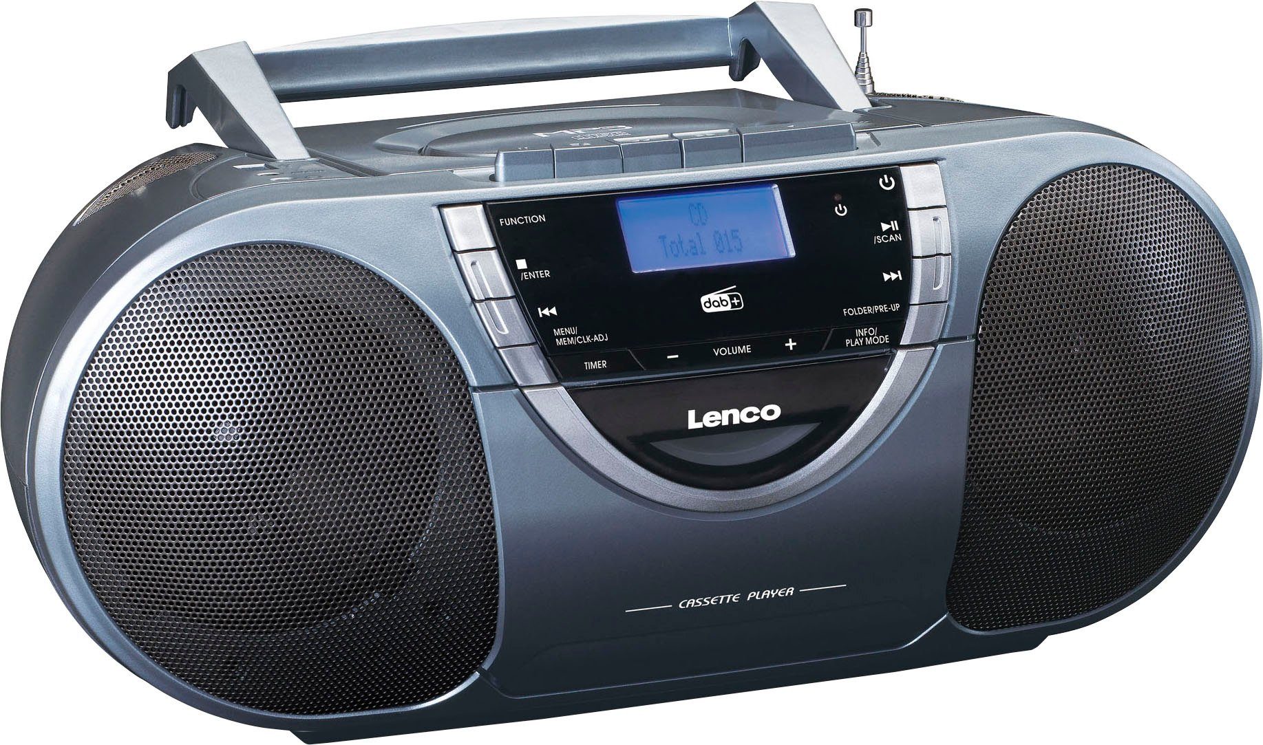 Lenco SCD-6800GY Digitalradio (DAB), Portable Boombox mit DAB+ Radio | CD-Radiorecorder