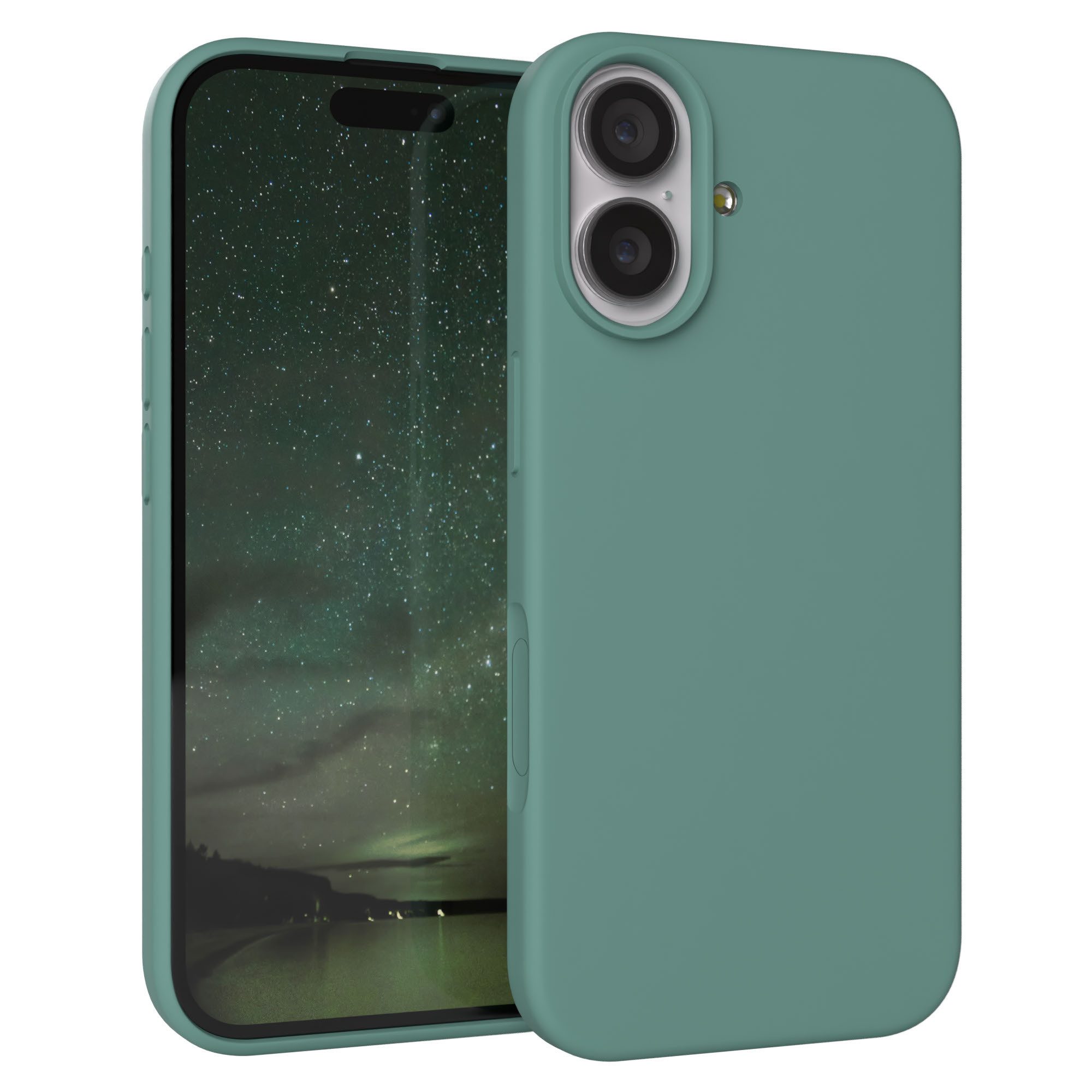 EAZY CASE Handyhülle für Apple iPhone 17 Hülle Silikon 6,3 Zoll, Schutzhülle mit Kameraschutz Back Cover Bumper Case Case Dunkelgrün