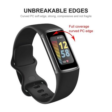 Wigento Smartwatch-Hülle Für Fitbit Charge 6 / 5 3D Curved Schutz Folie Schutz Displayschutz