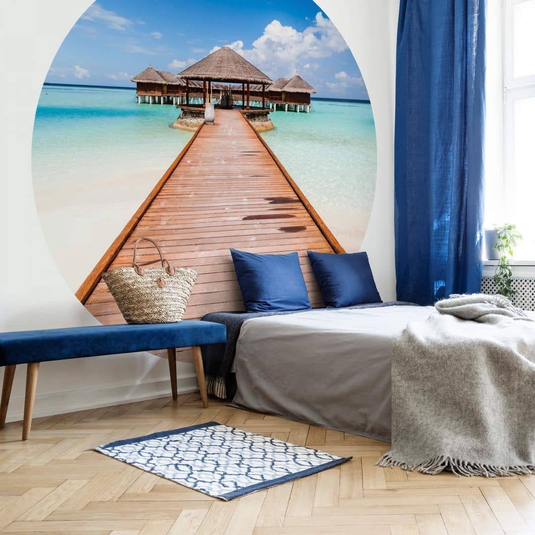 Fototapete Fototapete Colombo Strand Paradies Meer Vliestapete Rund Urlaub Deko