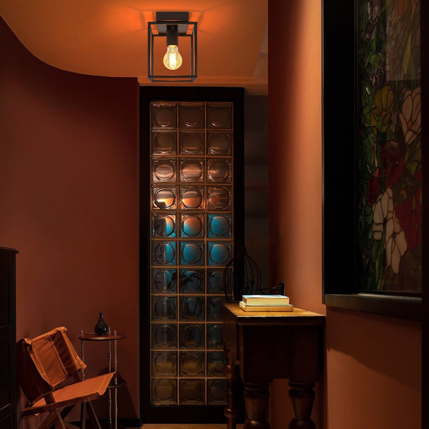 ZMH Deckenleuchte Retro Schwarz industrial Küchenlampe für Schlafzimmer, oh günstig online kaufen