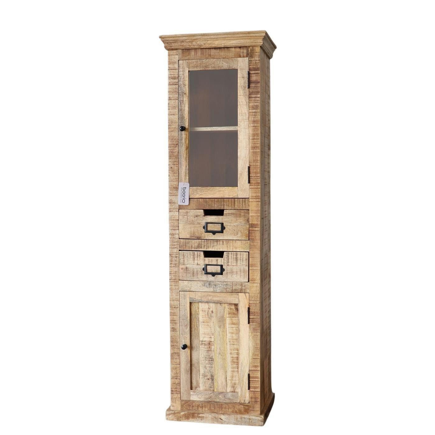 baario Hochschrank Badschrank VODICE schmal 50cm breit Flur massiv Mangoholz Landhausstil