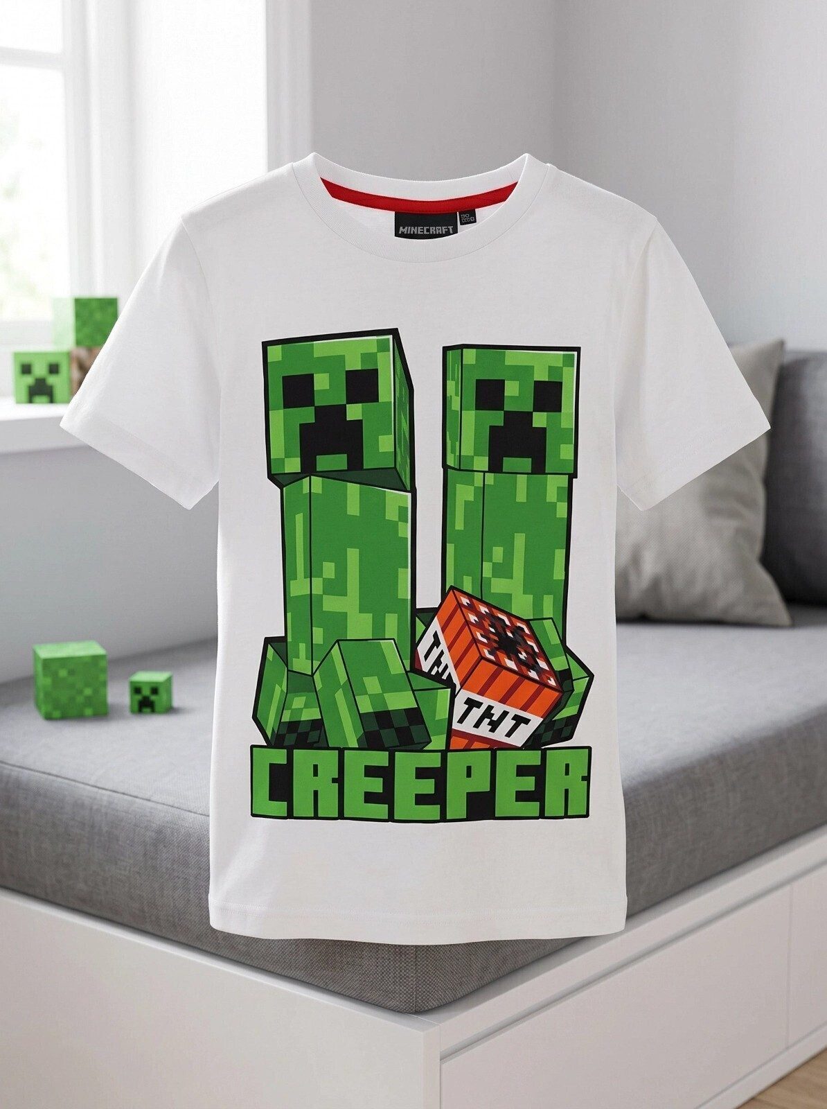 Minecraft Print-Shirt Minecraft Creeper Kinder T-Shirt Kurzarm Shirt Gr. 116 100% Baumwolle