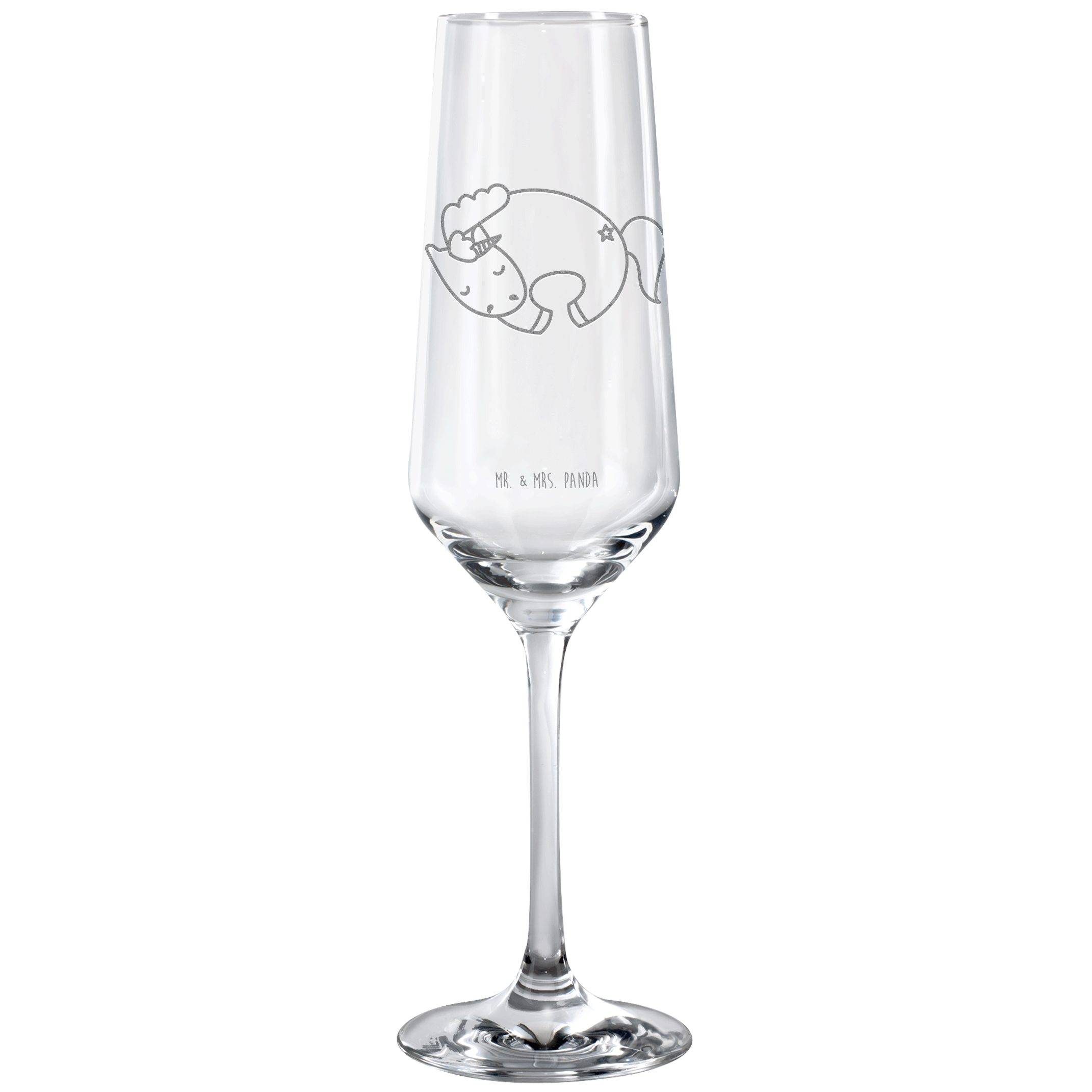 Mr. & Mrs. Panda Sektglas Einhorn Nacht - Transparent - Geschenk, Pegasus, Ruhe, Einhorn Deko, Premium Glas, Hochwertige Gravur
