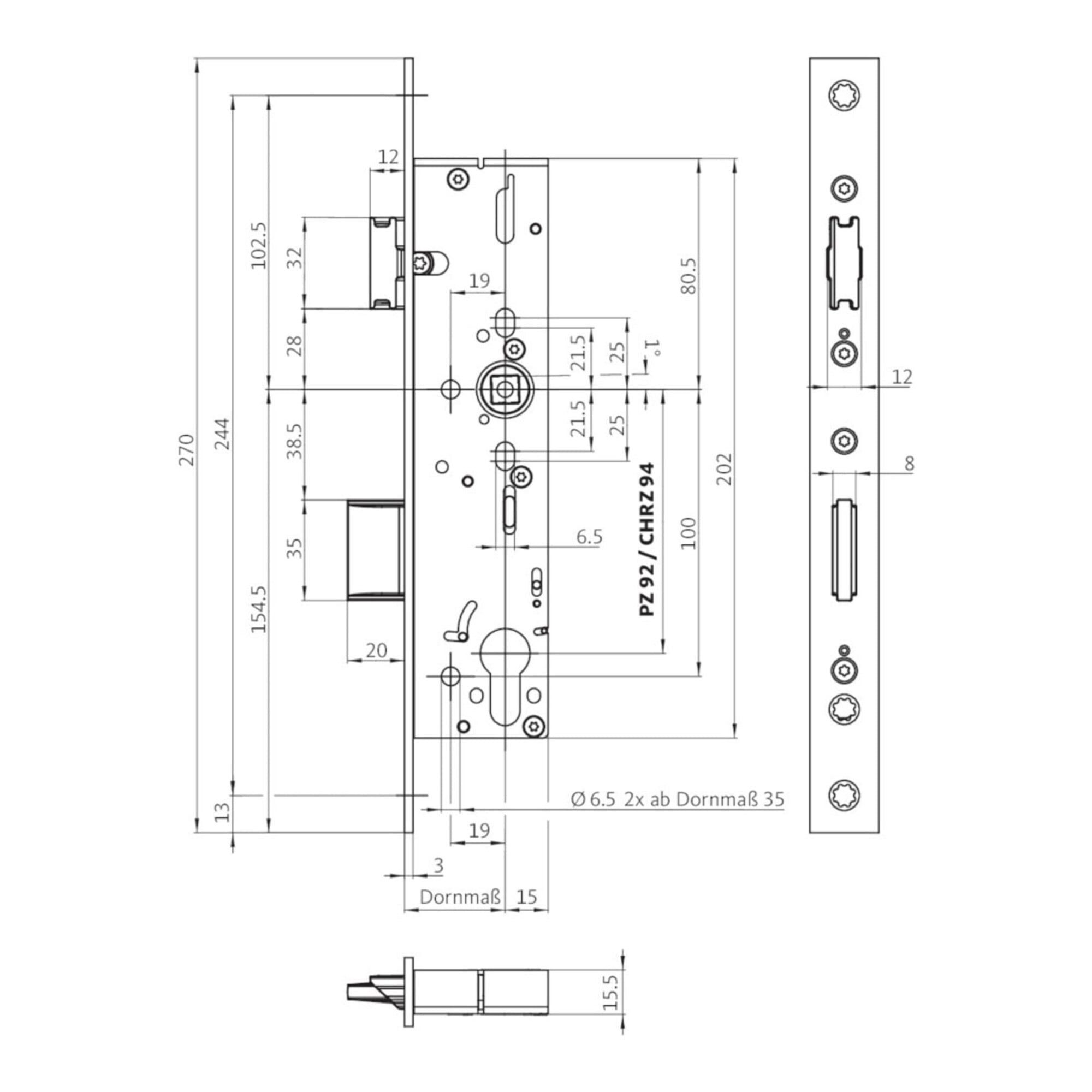 BKS Profilzylinder Panik-RR-Einsteckschl.B 1820 B DIN L/R 24/270/45/92/9mm ktg.BKS