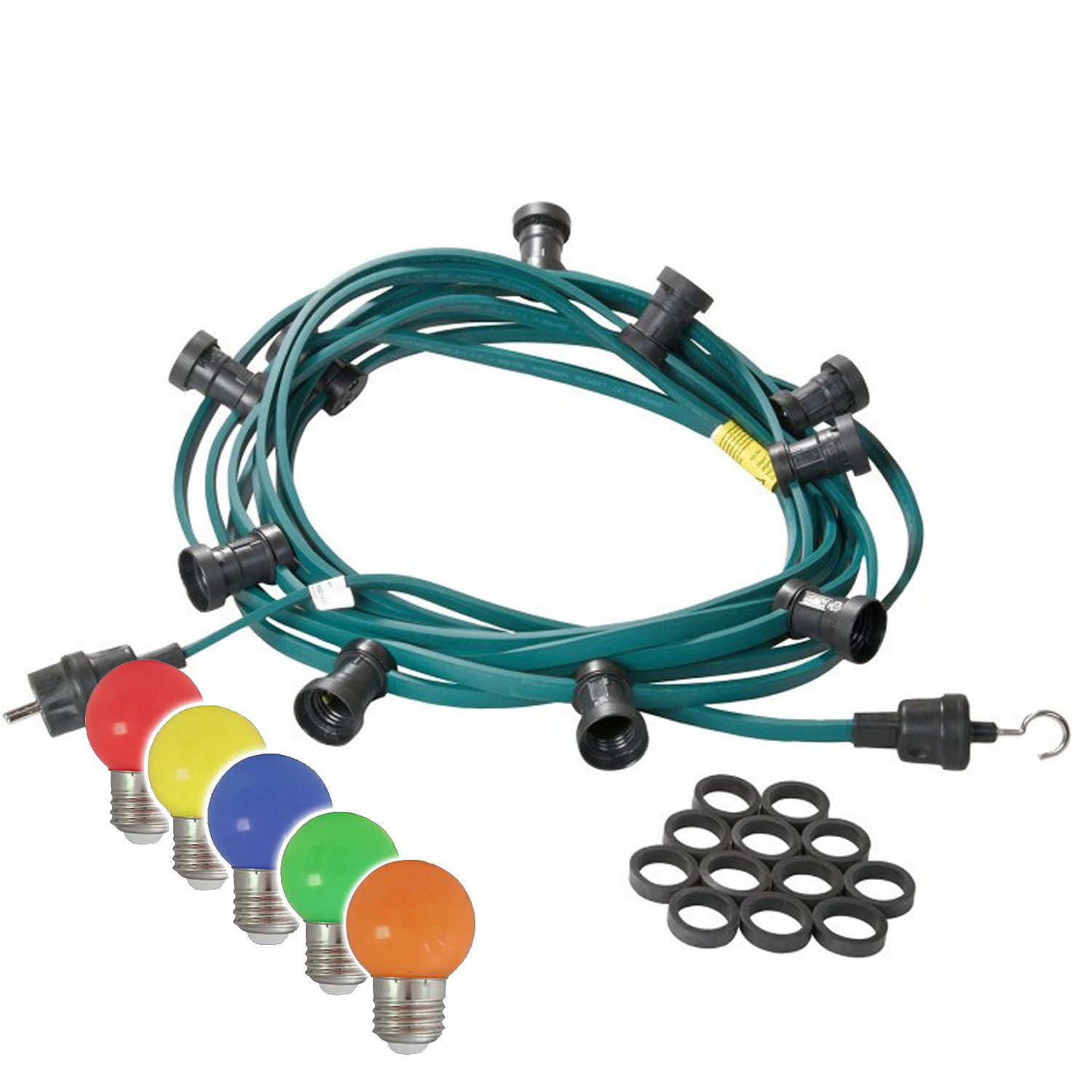 SATISFIRE LED-Lichterkette Illu- Party Garten Außenlichterkette 30m grün 50 bunte LED Kugellampen, 50-flammig
