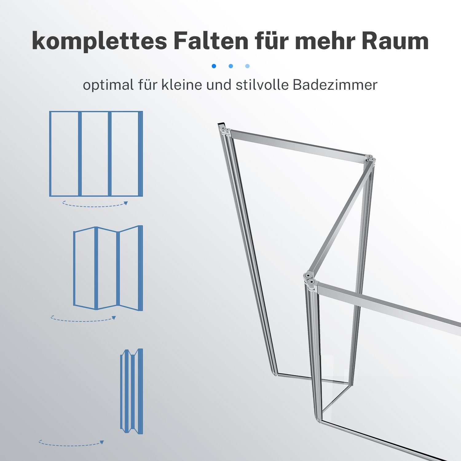 SONNI Badewannenaufsatz Badewannenaufsatz Faltbar, mit Seitenwand, NANO Glas, 130x140cm, Einscheibensicherheitsglas mit Nano Beschichtung, 130x140 cm, für Badezimmer, faltbar