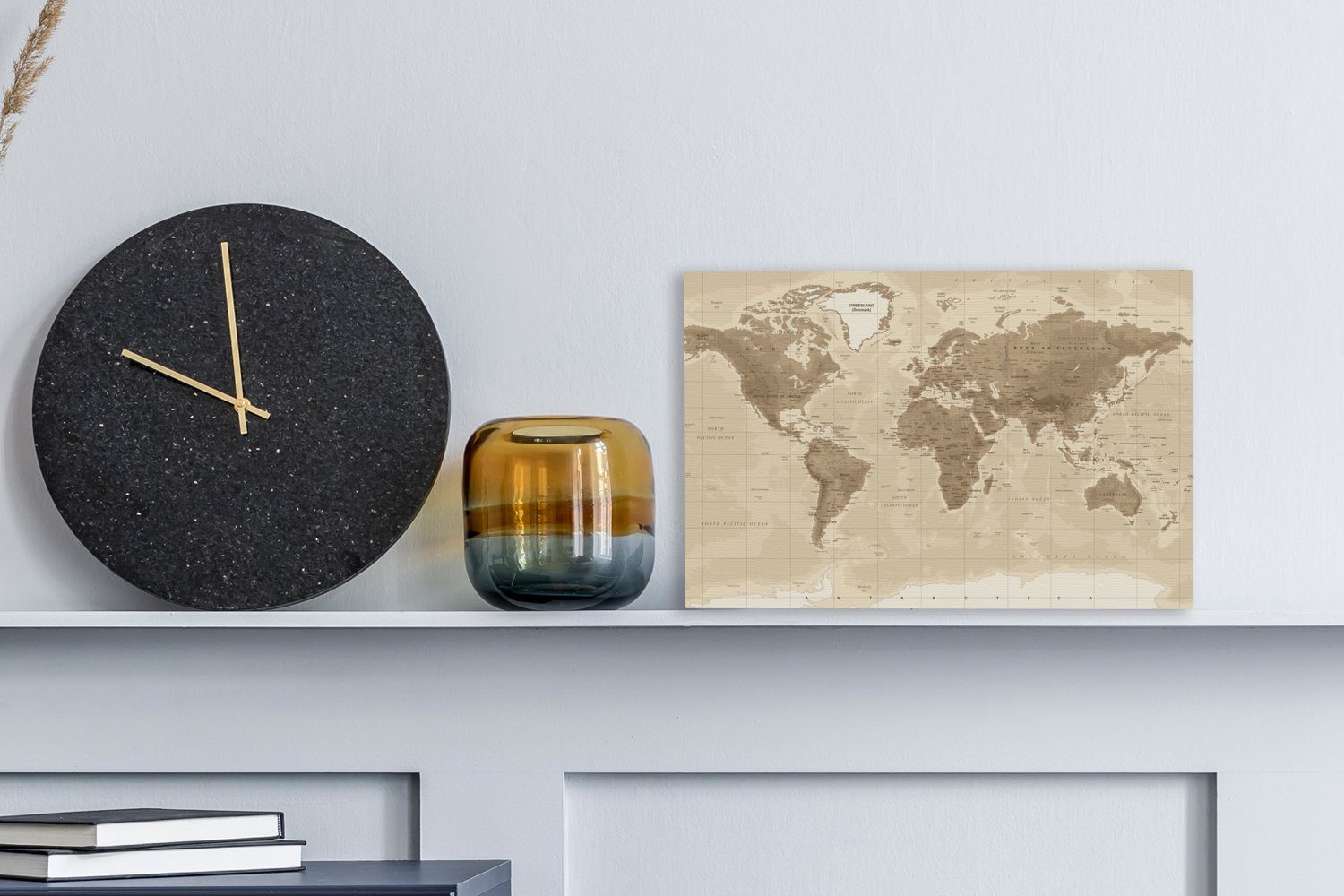 OneMillionCanvasses® Leinwandbild Weltkarte - Vintage - Braun, Fotodruck (1 günstig online kaufen