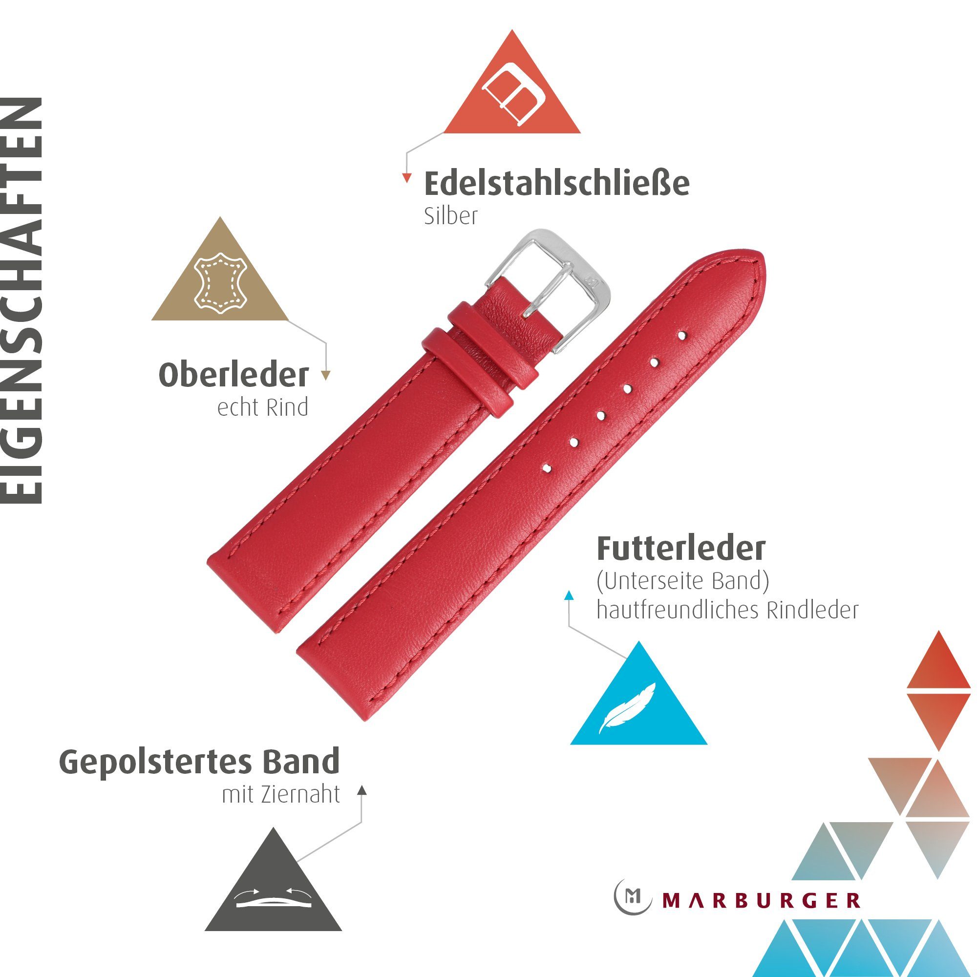 MARBURGER Uhrenarmband 14mm Leder günstig online kaufen