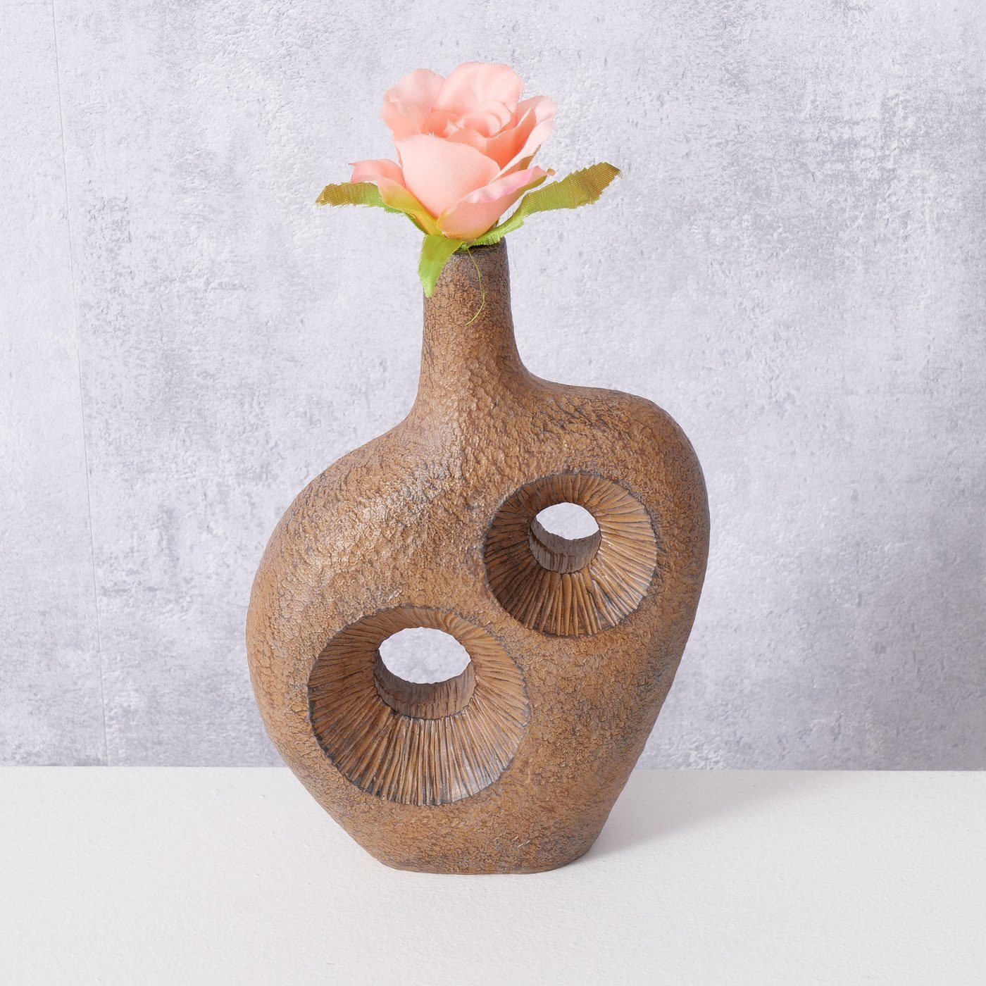 BOLTZE Dekovase "Hamston" aus Kunststoff in braun H24cm, Vase