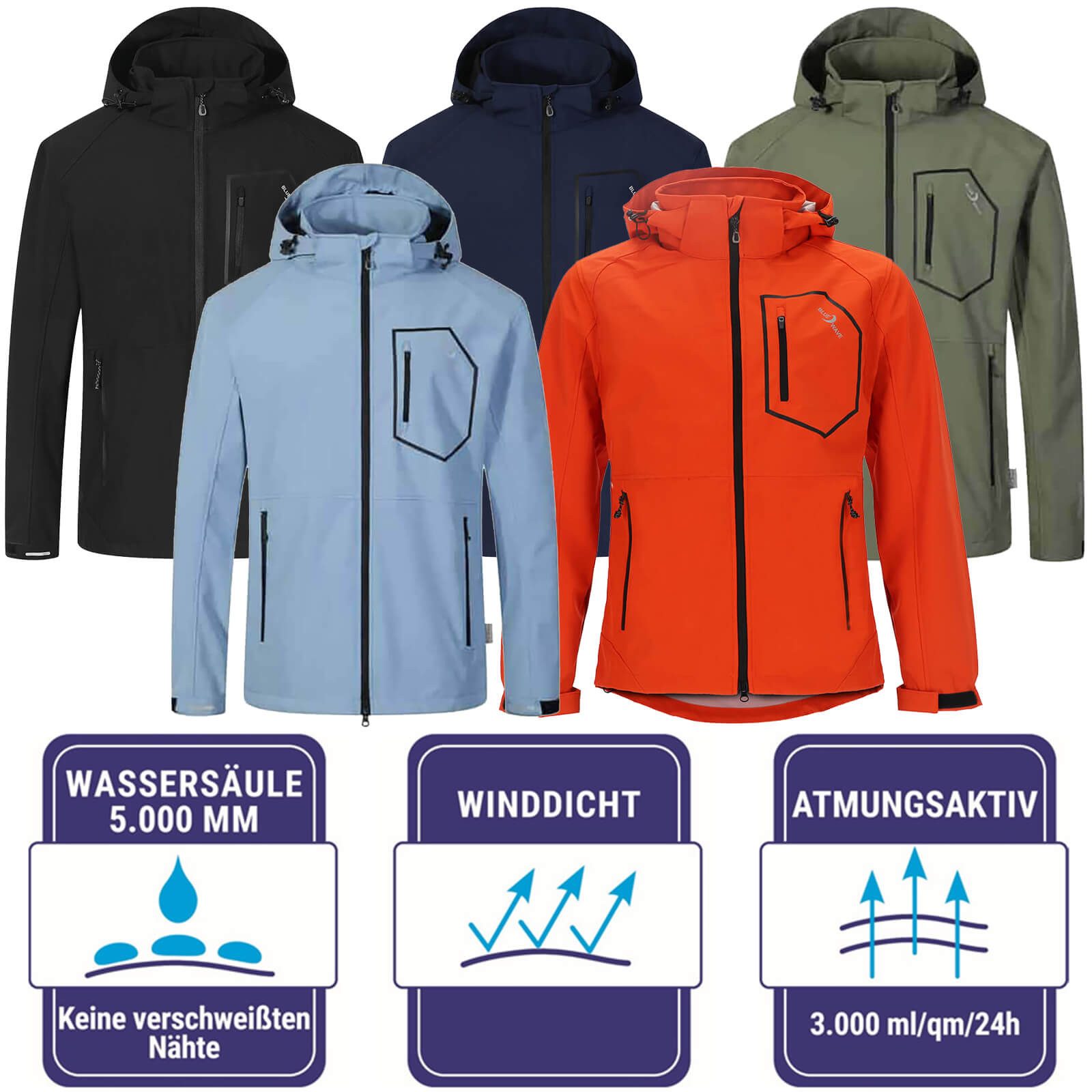 Blue Wave Softshelljacke Herren Jacke Louis mit verstellbarer Kapuze - wind günstig online kaufen