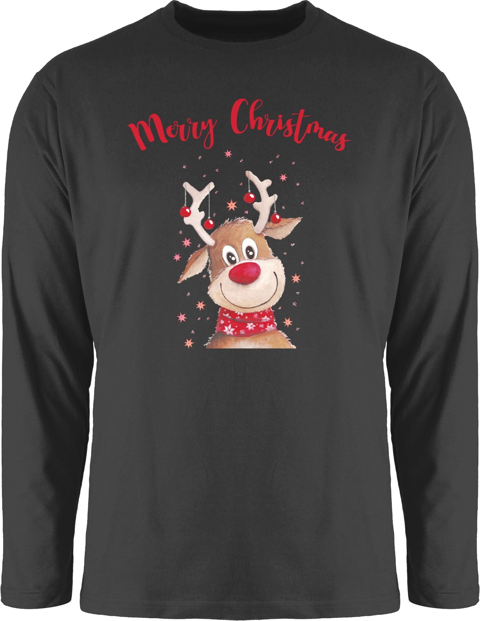 Shirtracer Rundhalsshirt Merry Christmas Rentier Weihachten Kleidung