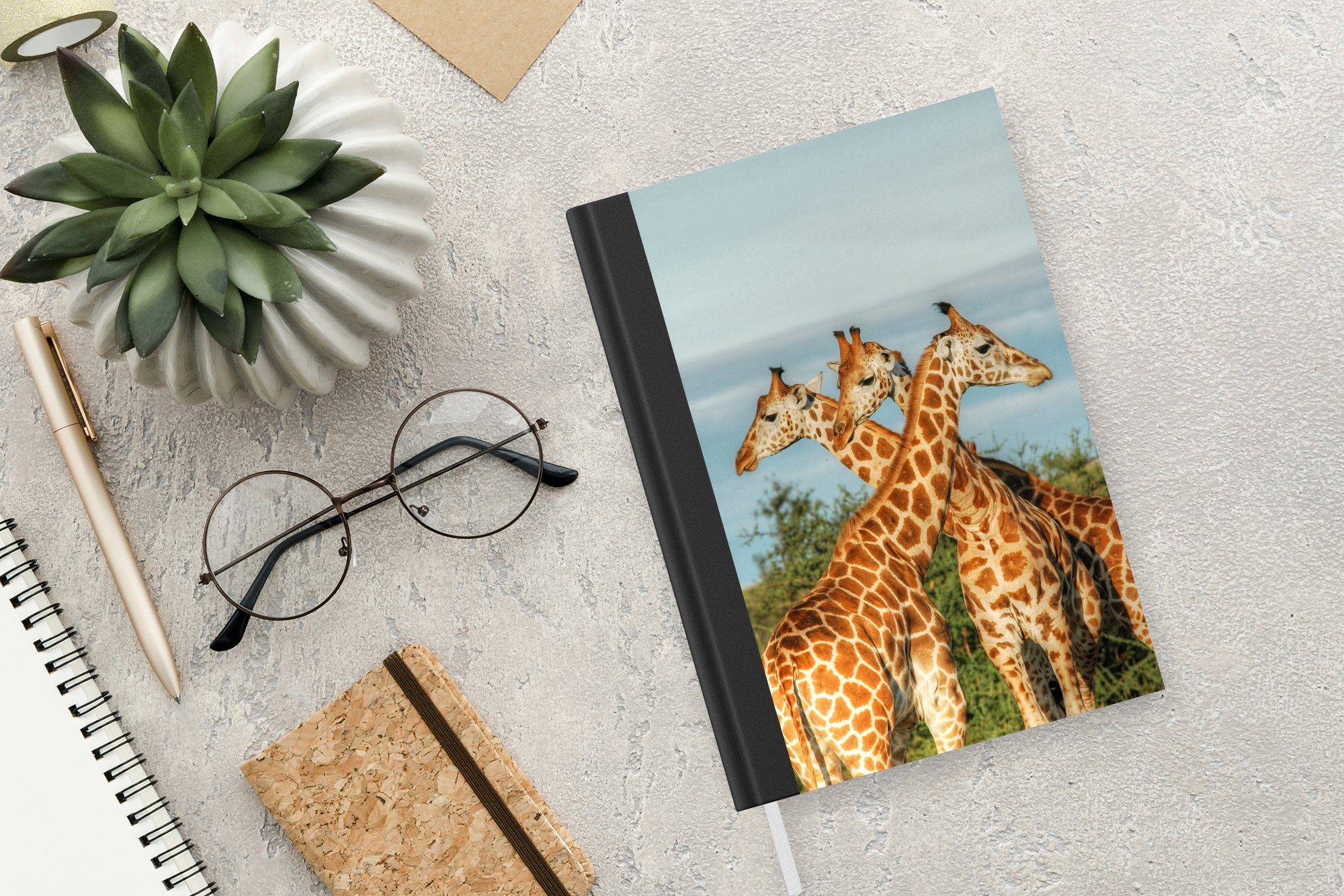 98 Giraffen Merkzettel, - Luft Journal, Notizbuch A5, Haushaltsbuch Seiten, Notizheft, Tiere, Tagebuch, - MuchoWow