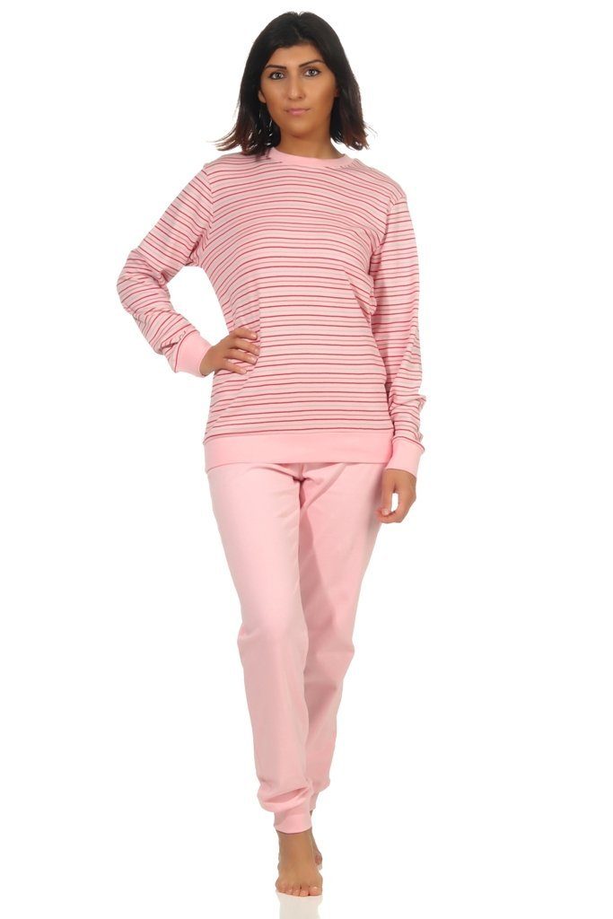 Normann Pyjama »Kuscheliger Interlock Damen Pyjama Schlafanzug mit Bündchen  in Ringel Optik - 202 96 225« online kaufen | OTTO