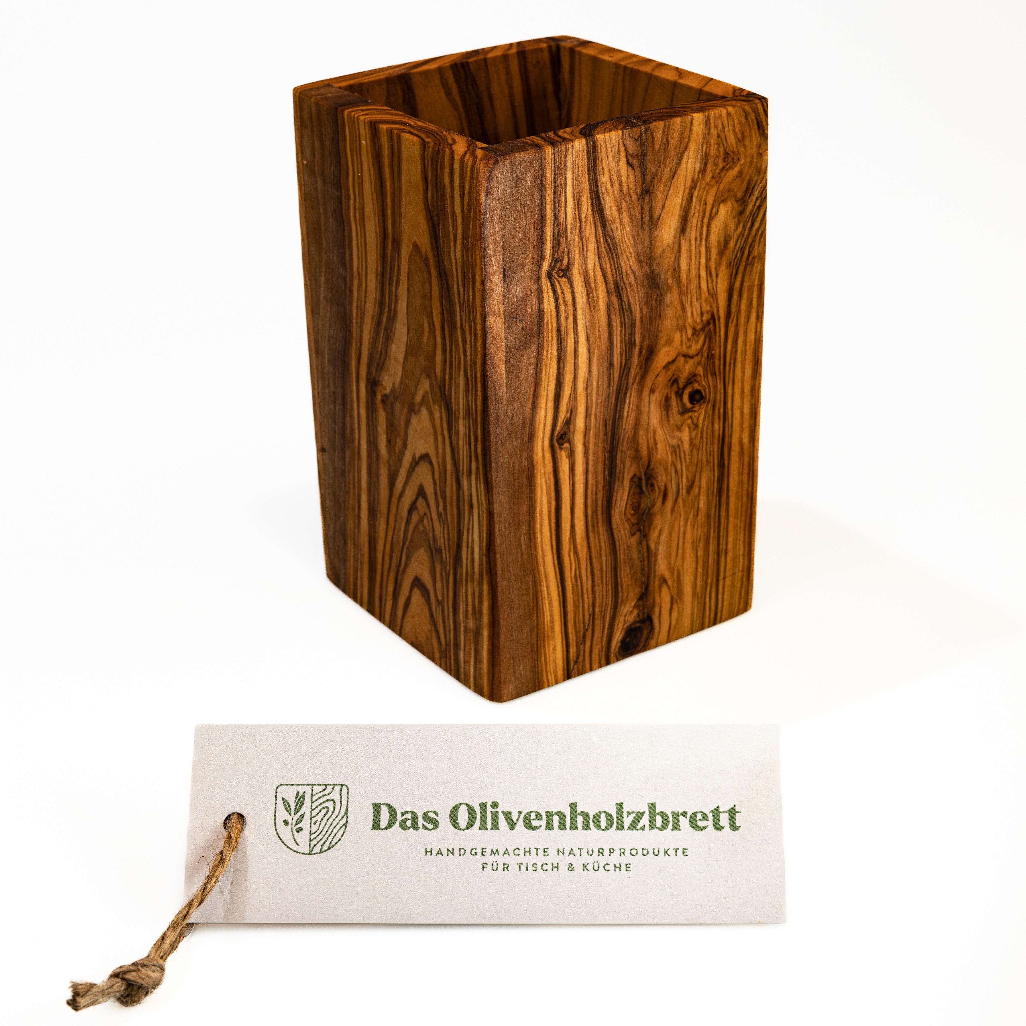 dasOlivenholzbrett Besteckhalter Köcher aus Olivenholz in eckiger Form günstig online kaufen
