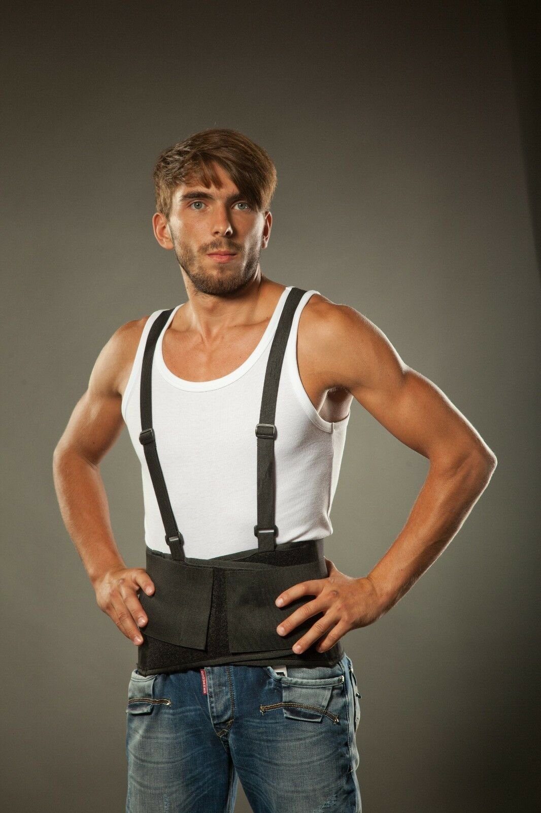 Lorey Medtec Rückenbandage Industrie-Rückenstützgurt mit Hosenträgern & Lumbalstütze – Unisex