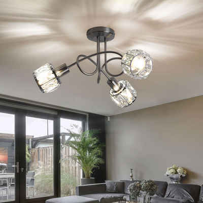 etc-shop LED Deckenleuchte, Leuchtmittel inklusive, Warmweiß, Kristall Decken Lampe Chrom Wohn Zimmer Strahler Glas Spot-