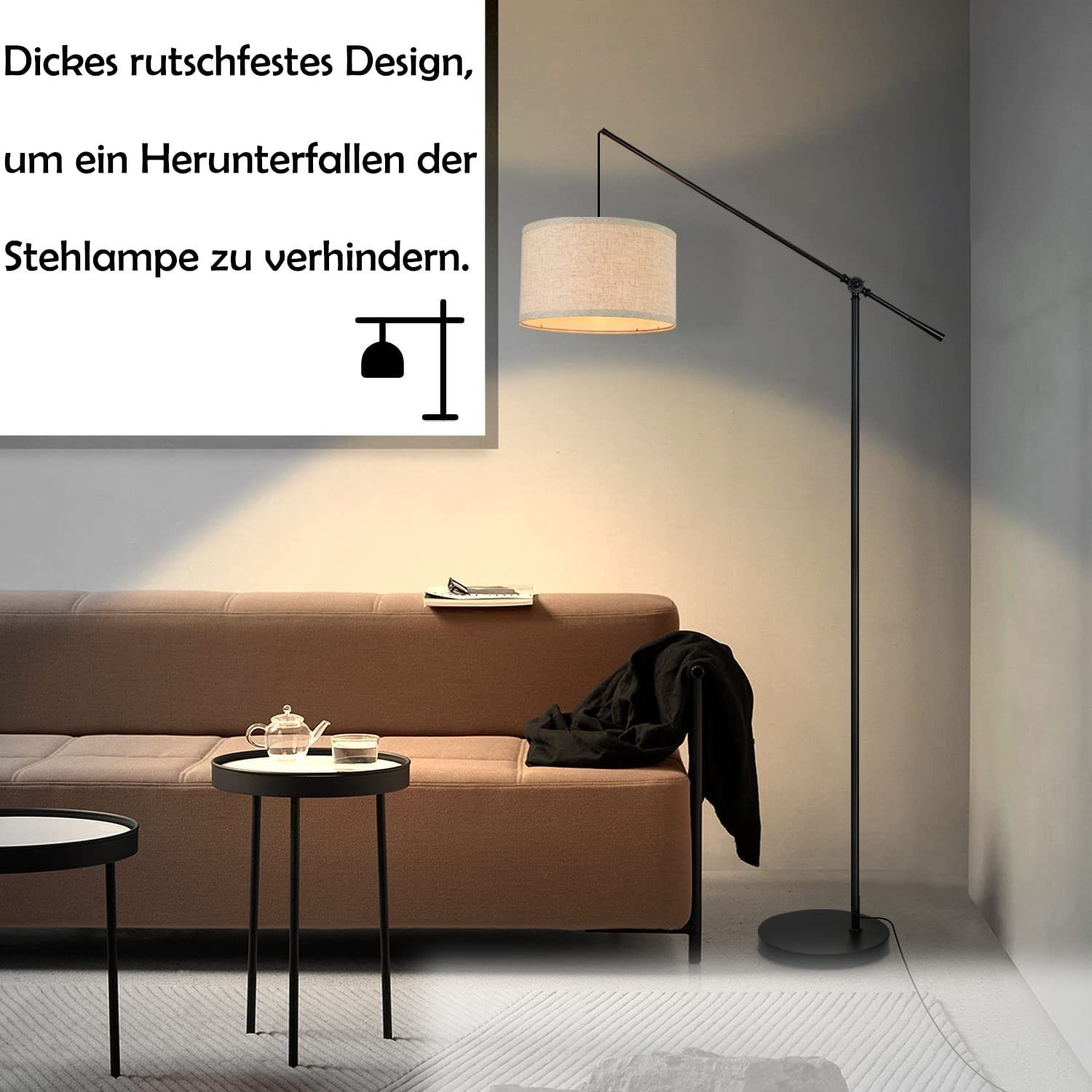 Stoff 146 Nettlife Stehlampe LED E27, Schirm wechselbar höhenverstellbar cm Fußschalter