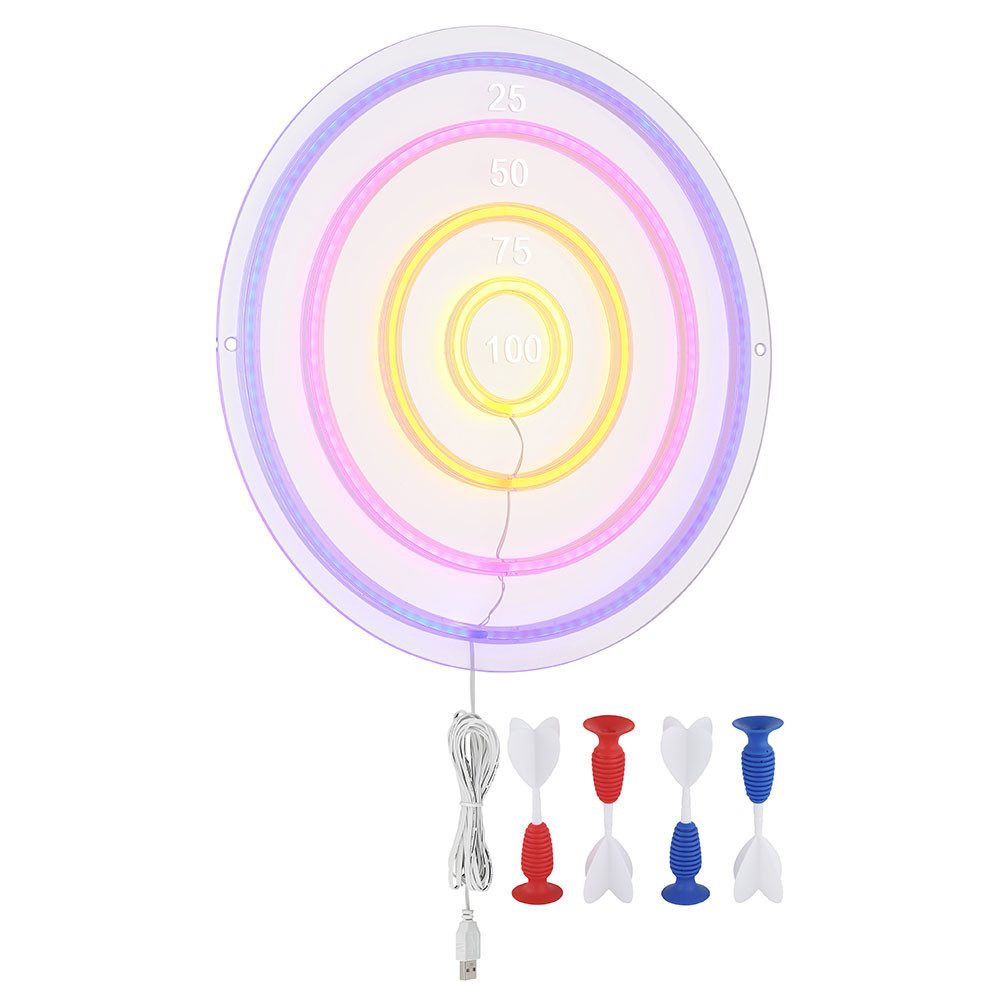 GLOBO LIGHTING LED Wandleuchte, LED-Leuchtmittel fest verbaut, Farbig, LED Wandleuchte transparent klar Dekorartikel Dartscheibe D 46 cm