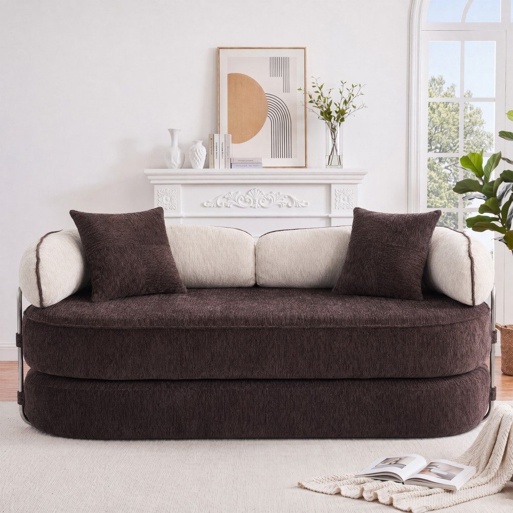 Vipbear Schlafsofa Tagesbett 5-in-1 2-Sizer sofa Chenille, Liegefläche 200x200cm, 1 Teile, Schlafcouch mit Gästebett, mehrfarbige 200x100x74cm, 400kg belastbar