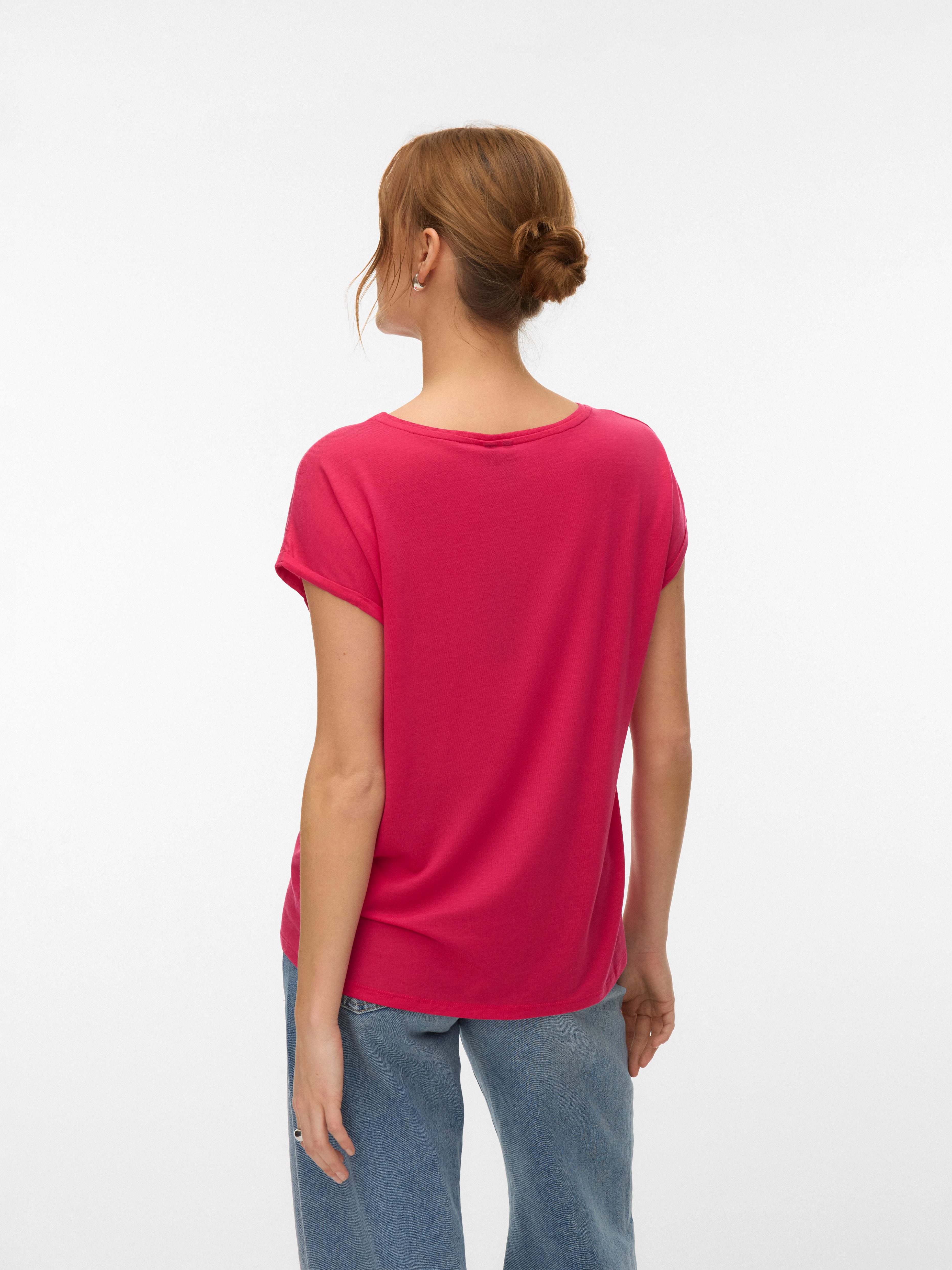 Vero Moda Rundhalsshirt VMAVA PLAIN SS TOP GAJRS NOOS Materialmix, regular fit