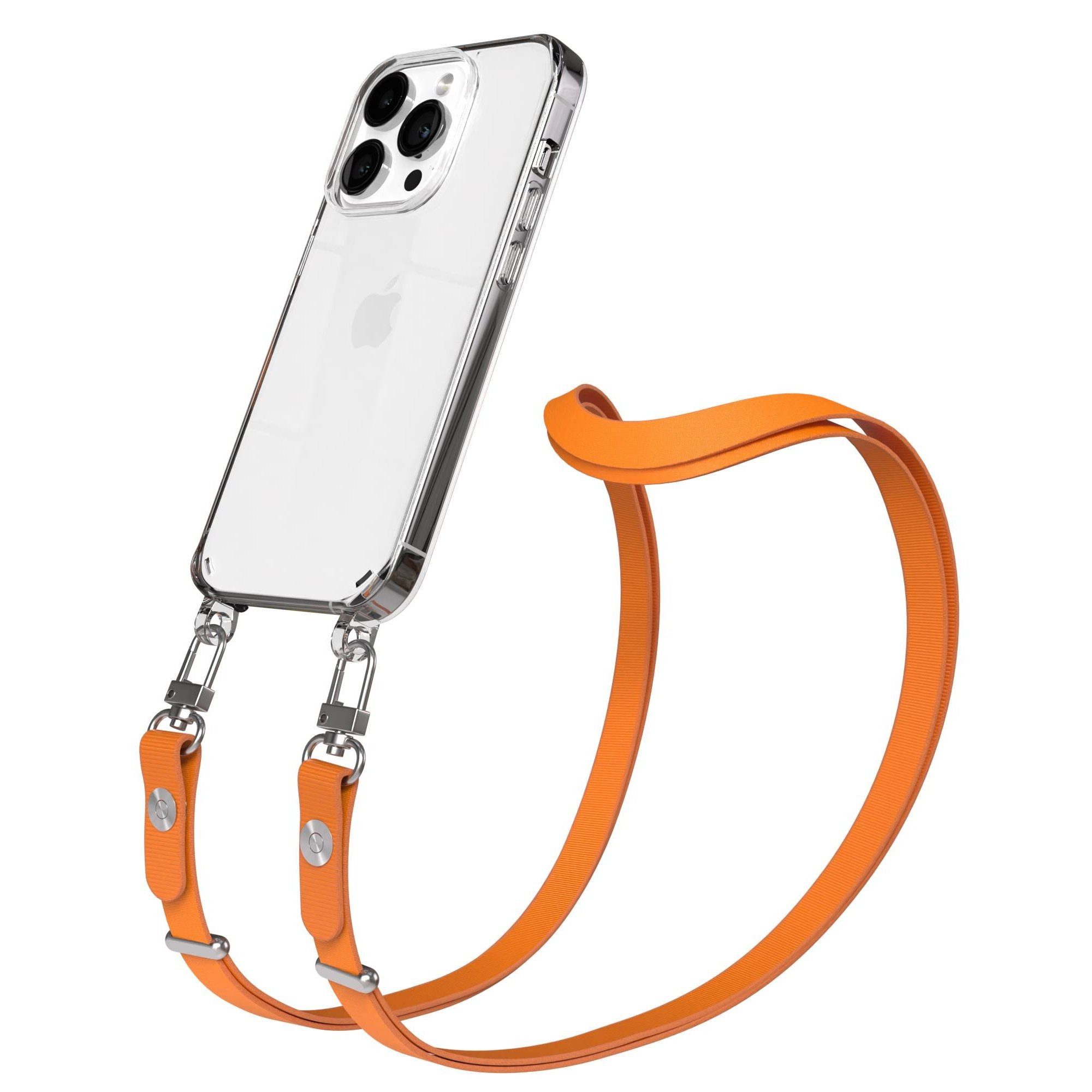 EAZY CASE Handykette für Apple iPhone 14 Pro Handyhülle mit Handyband magnetisch, Handykette in Orange mit Magnetband und Länge bis 1,90 m