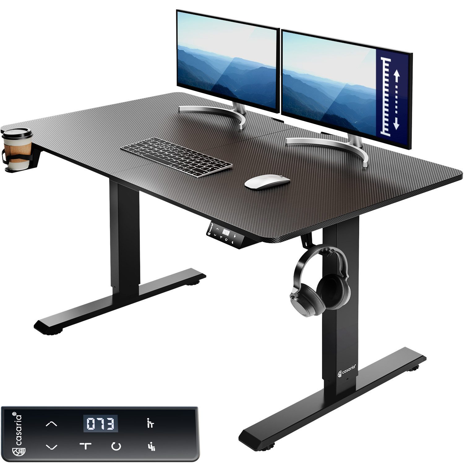 Casaria Schreibtisch, Elektrisch LCD- Display 73-118cm 110x60cm Stahlgestel günstig online kaufen