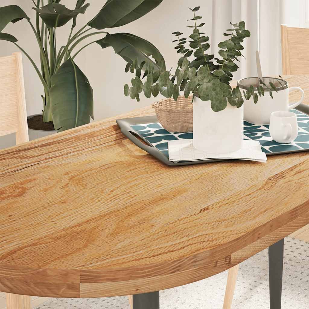 vidaXL Tischplatte Tischplatte Hellbraun 140x60x4 cm Massivholz Eiche Oval (1 St)