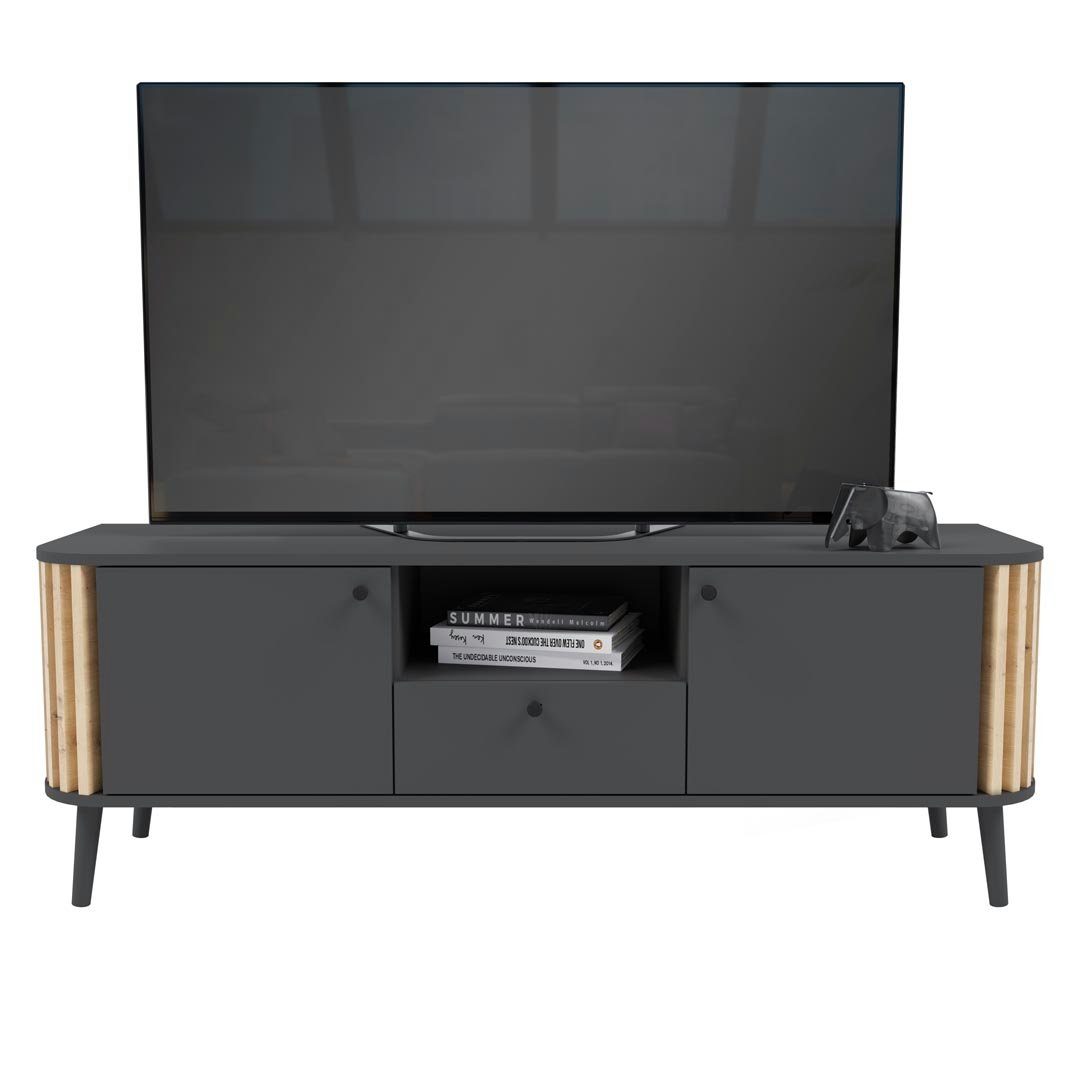 xonox.home TV-Bank Pure TV Tisch 2 Türen, 1 Schublade, 1 Ablage grau