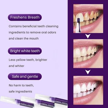XDeer Zahnbleaching-Paste Zahnweiß-Stift Lila Zahnweiß-Stift 3er-Pack, Schnelle Aufhellung, Zahnaufhellung wirksame Entfernung von Flecken