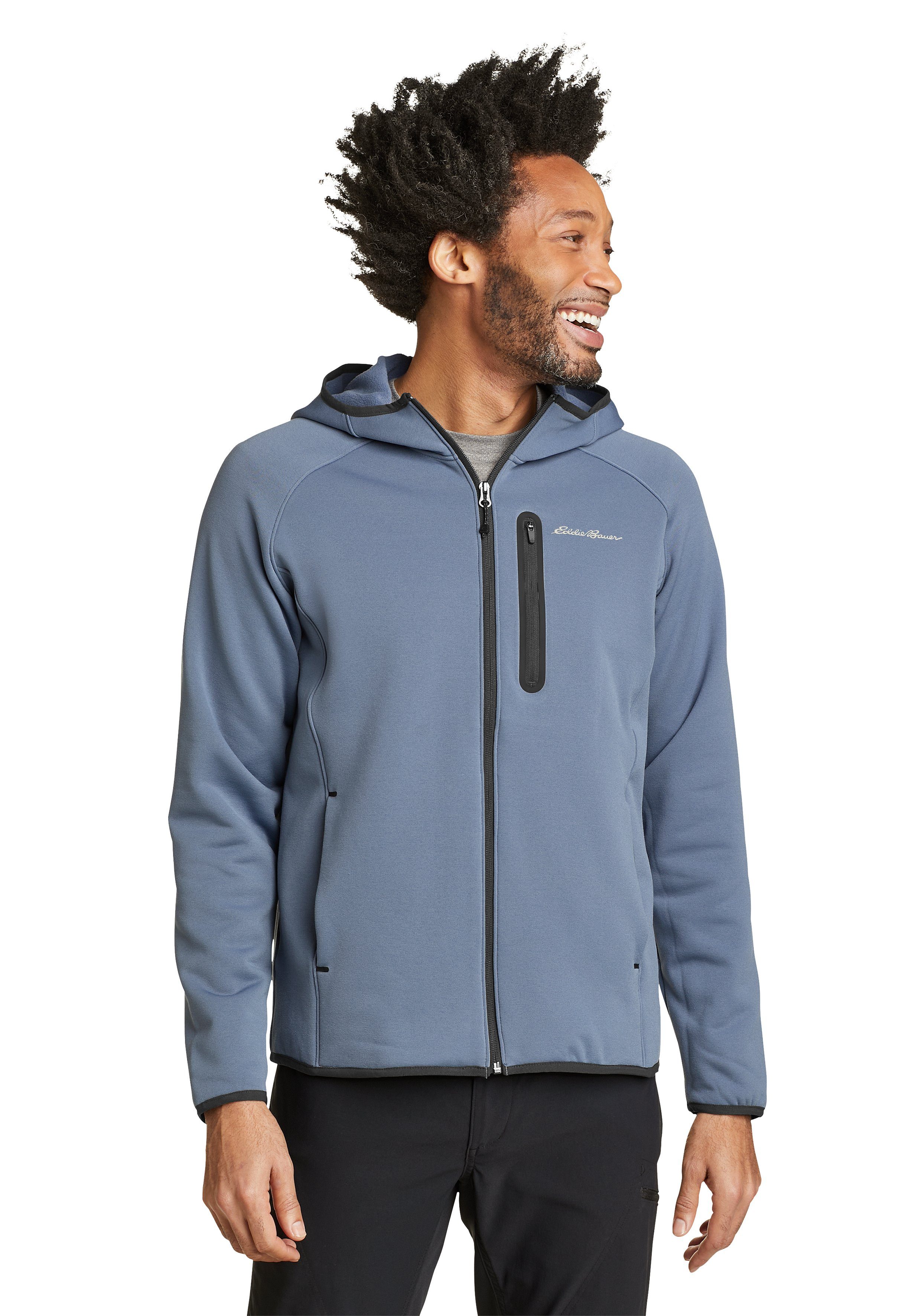 Eddie Bauer Fleecejacke Outpace Flex Softshell mit Kapuze Blue Haze / Nebelblau