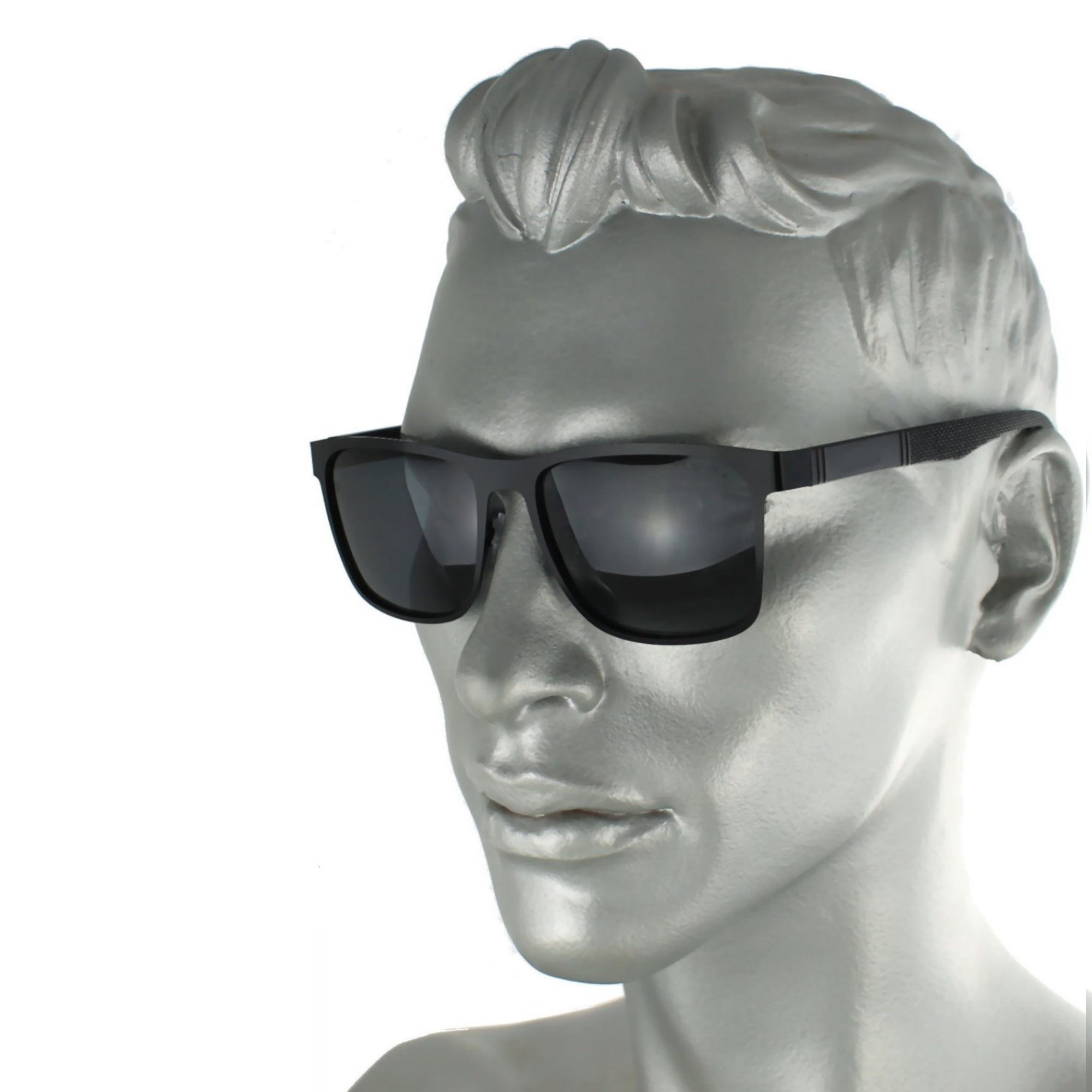 Rennec Sonnenbrille (1x Herren Brille mit Hardcase und Brillenbeutel) Rechteckige Metallbrille mit Polarisierte Gläsern