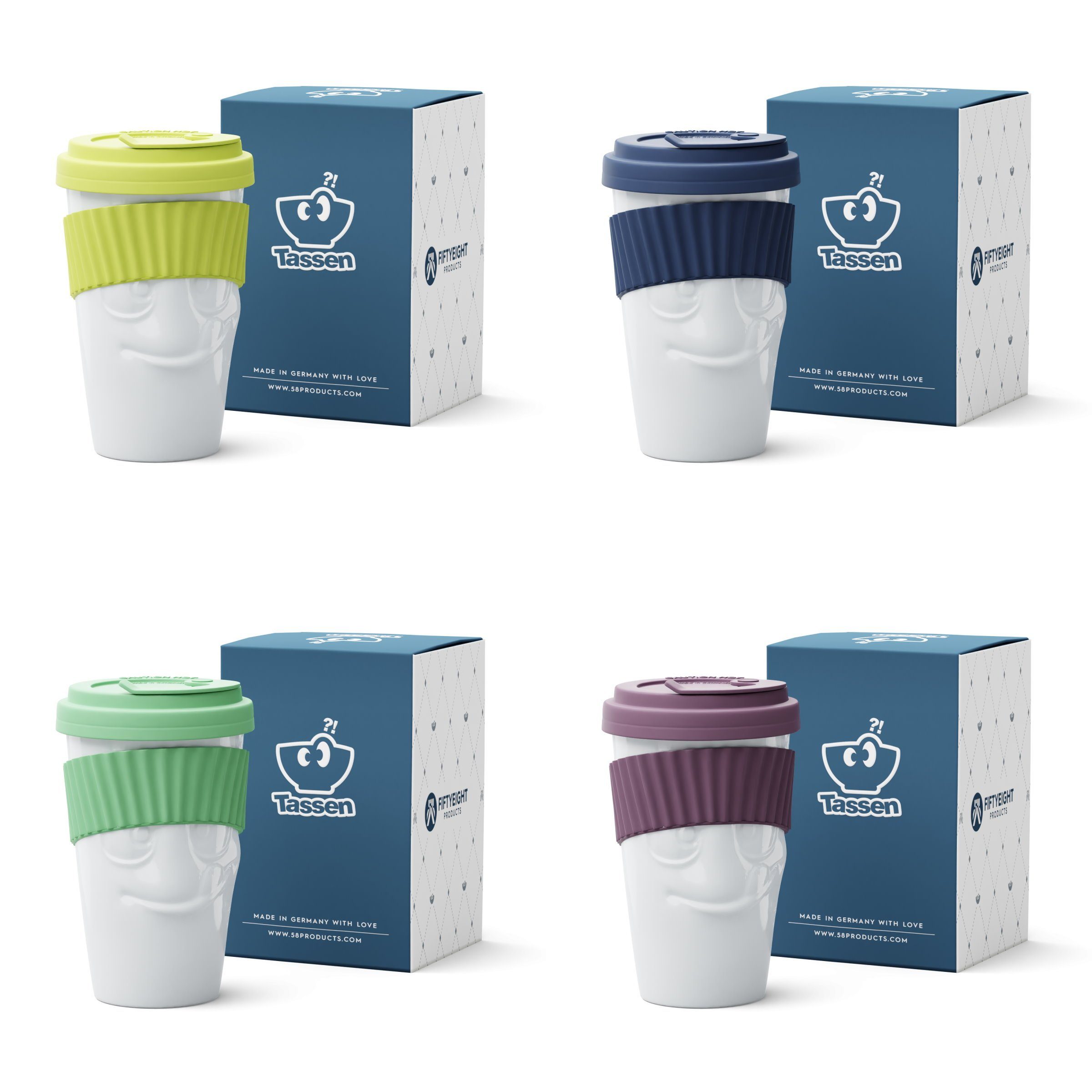 FIFTYEIGHT PRODUCTS Coffee-to-go-Becher 4 x - Becher Lecker Farben Becher - To Go Go To 4