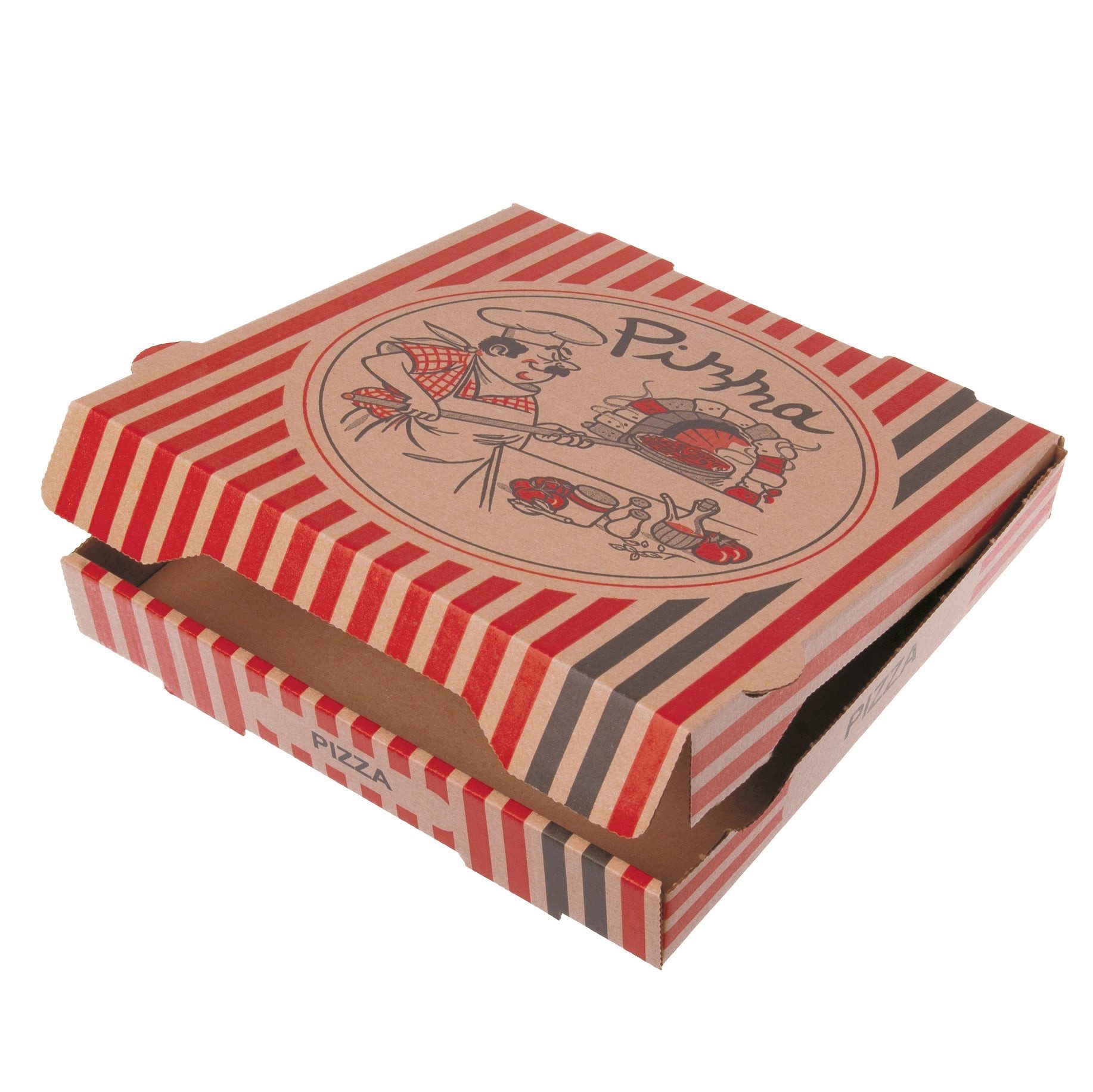 wisefood Einweggeschirr-Set Pizzabox Pizzakarton Kraft Braun 32 x 32 x 4 cm (100-tlg), Papier