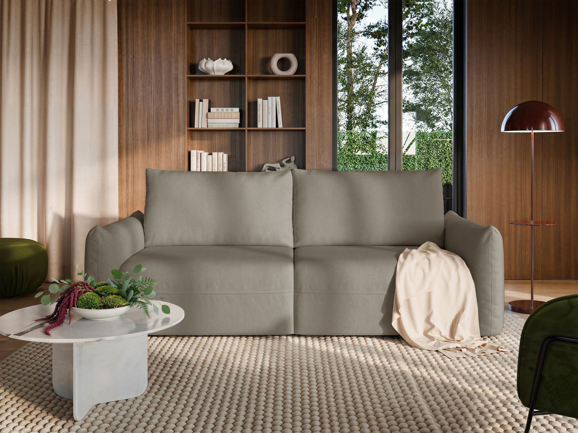Selsey Schlafsofa, 3-Sitzer-Schlafsofa mit DL-Auszug, Chenille und Bettkasten