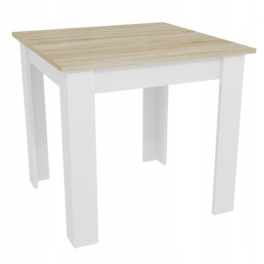 Home Collective Esstisch Esszimmertisch Küchentisch, Platte aus Sonoma-Eiche, Holztisch, 80 x 80 x 75 cm, 18 mm Dicke, Küche Wohnzimmer Sonoma-Eiche und weiß Sonoma - Weiß