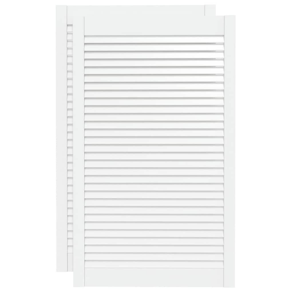 vidaXL Schranktür, Türen Lamellen-Design 2 Stk Weiß 99,3x59,4 cm Massivholz