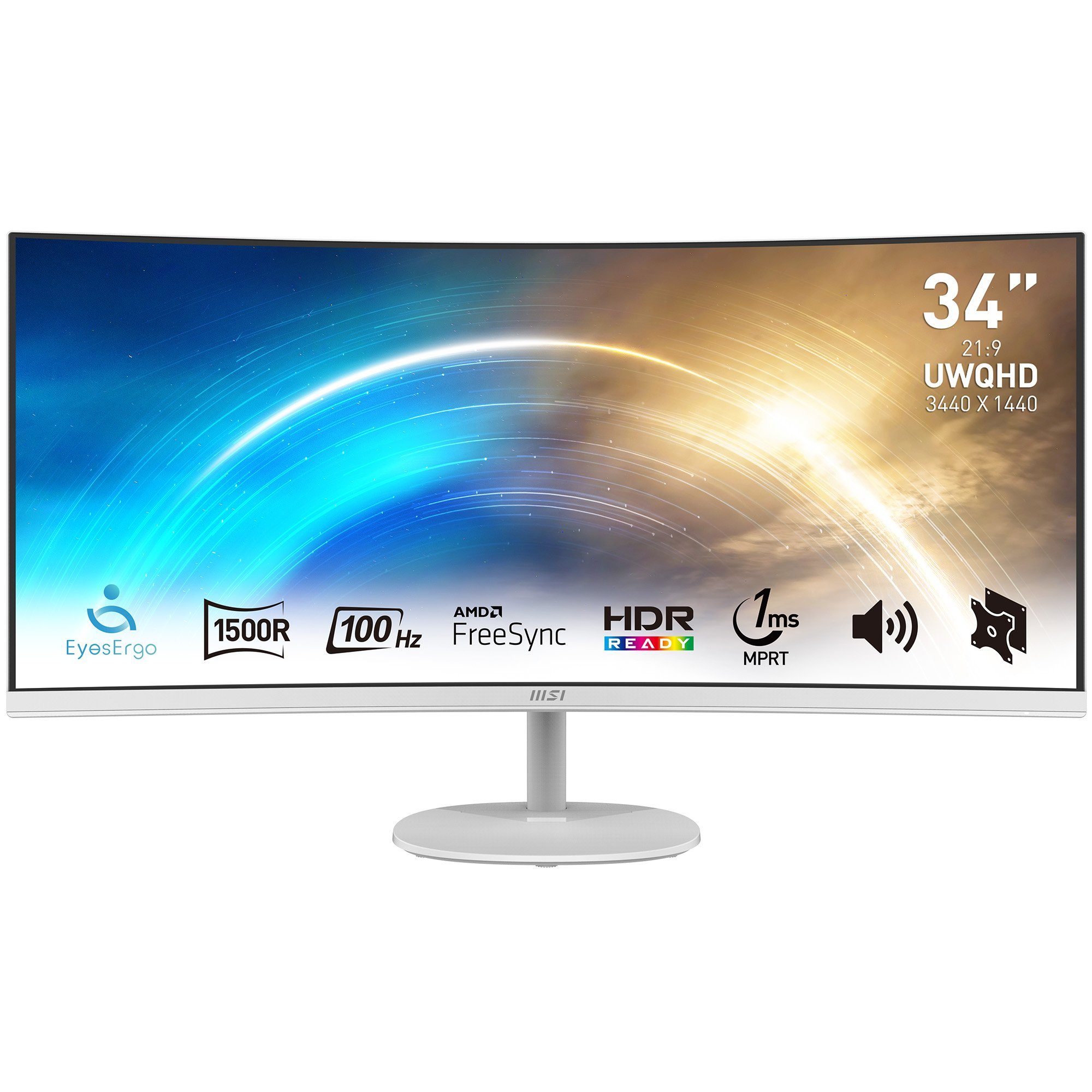 MSI PRO MP341CQW Curved-LED-Monitor (86,4 cm/34 ", 3440 x 1440 px, UWQHD, 1 ms Reaktionszeit, 100 Hz, VA LED, 3 Jahre Herstellergarantie)