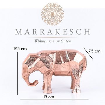 Marrakesch Orient & Mediterran Interior Dekofigur Dekofiguren Aluminium Elefant 19cm Tierfiguren Skulptur Dekoration, Handgefertigt aus Aluminium