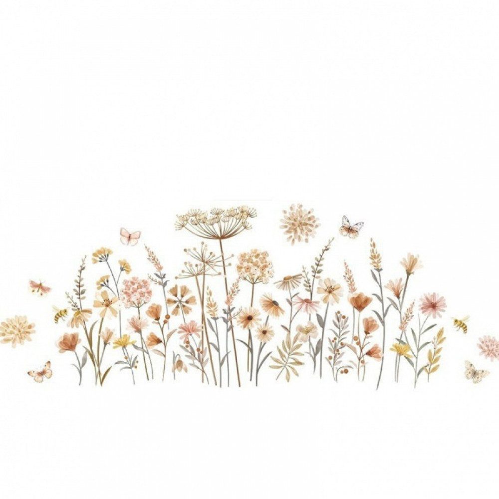 FELIXLEO Wandsticker Wandtattoo Boho Wandtattoo Wildblume Löwenzahn Schmetterling Löwenzahn (1 St)