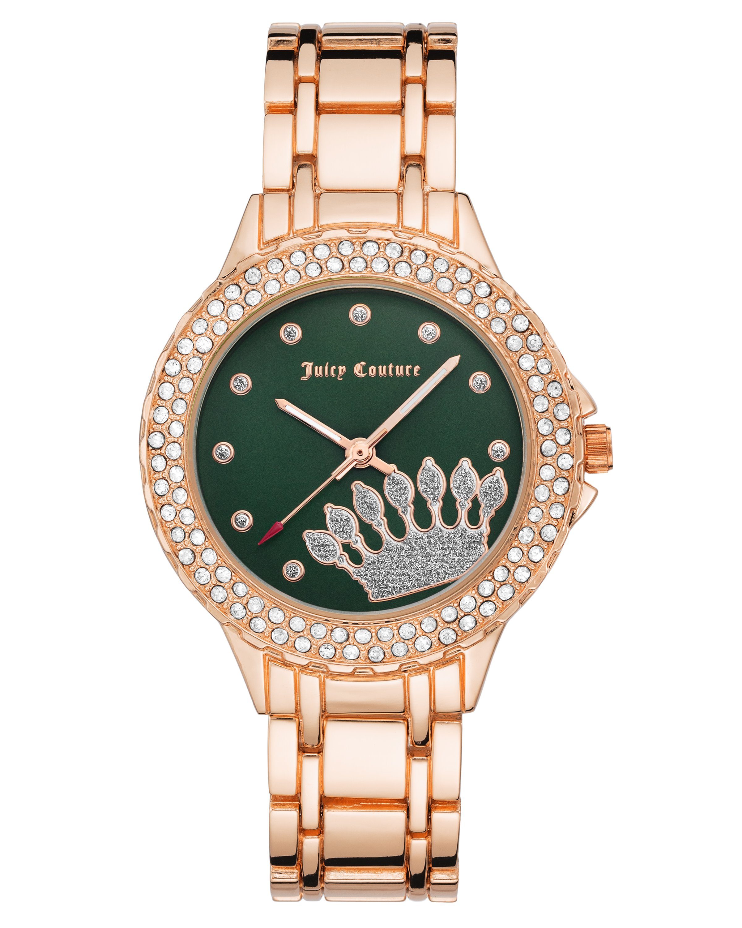 Juicy Couture Quarzuhr JC/1282GNRG grün / roségold mit Metallarmband und Glitzersteinchen