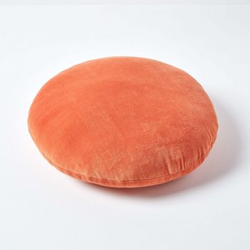Homescapes Dekokissen Samt Kissen, 40 cm rund, orange