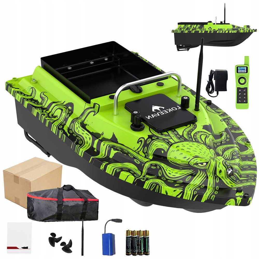 LOKEEVAN RC-Boot D32ED, 8.4 V, 12000 mAh,500 m Reichweite,GPS+Beidou,LED