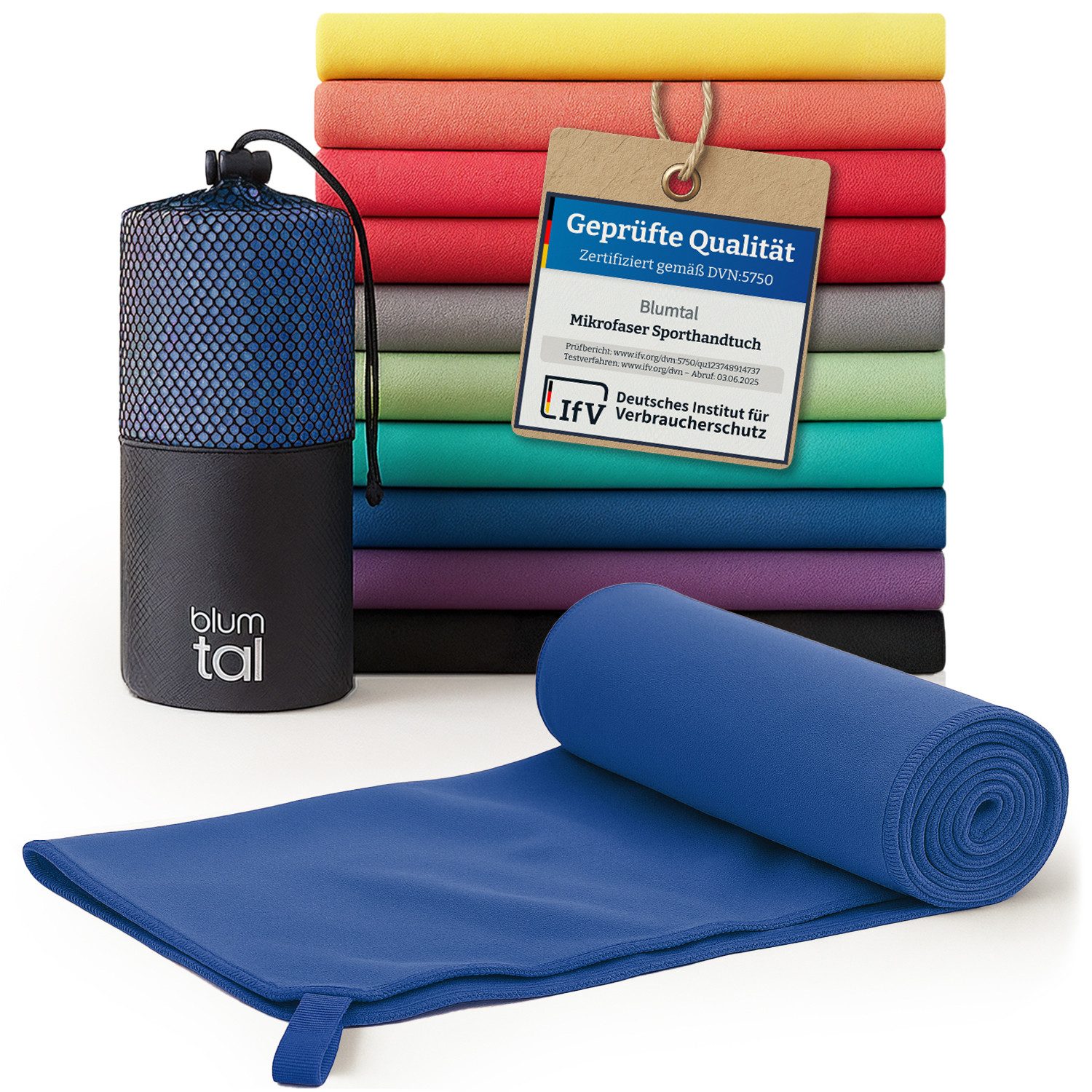 Blumtal Sporthandtuch Mikrofaser Handtuch - kompakte Mikrofaser Handtücher, Mikrofaser (inkl. Transporttasche, einzeln oder als Set verfügbar, 1-St), ultra leicht & schnelltrocknend, Reisehandtuch, Strandhandtuch
